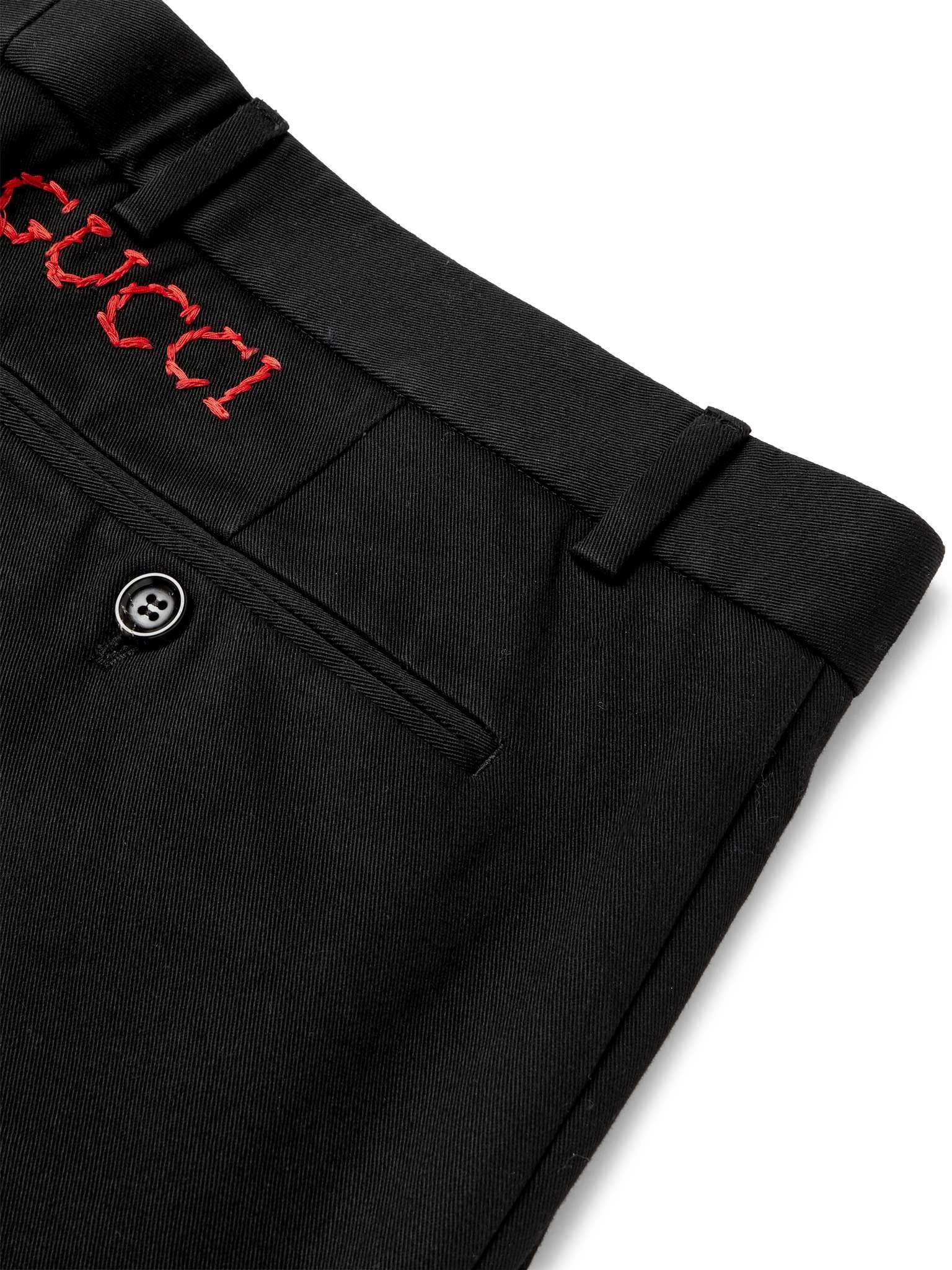 Slim-Fit Logo-Embroidered Cotton-Drill Trousers - 5