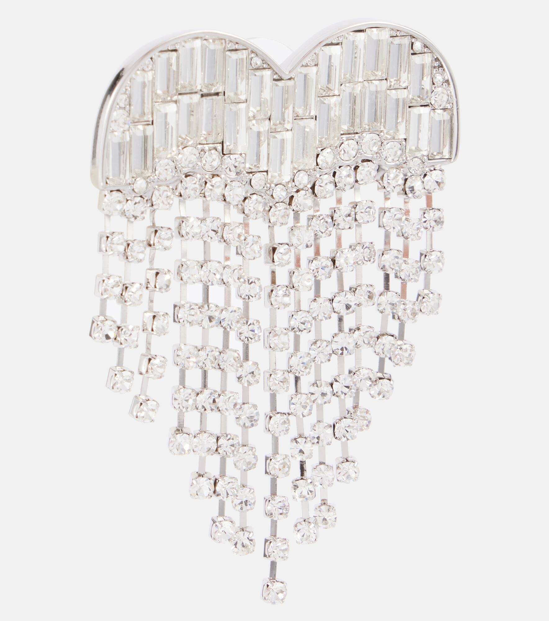 Heart crystal-embellished earrings - 2