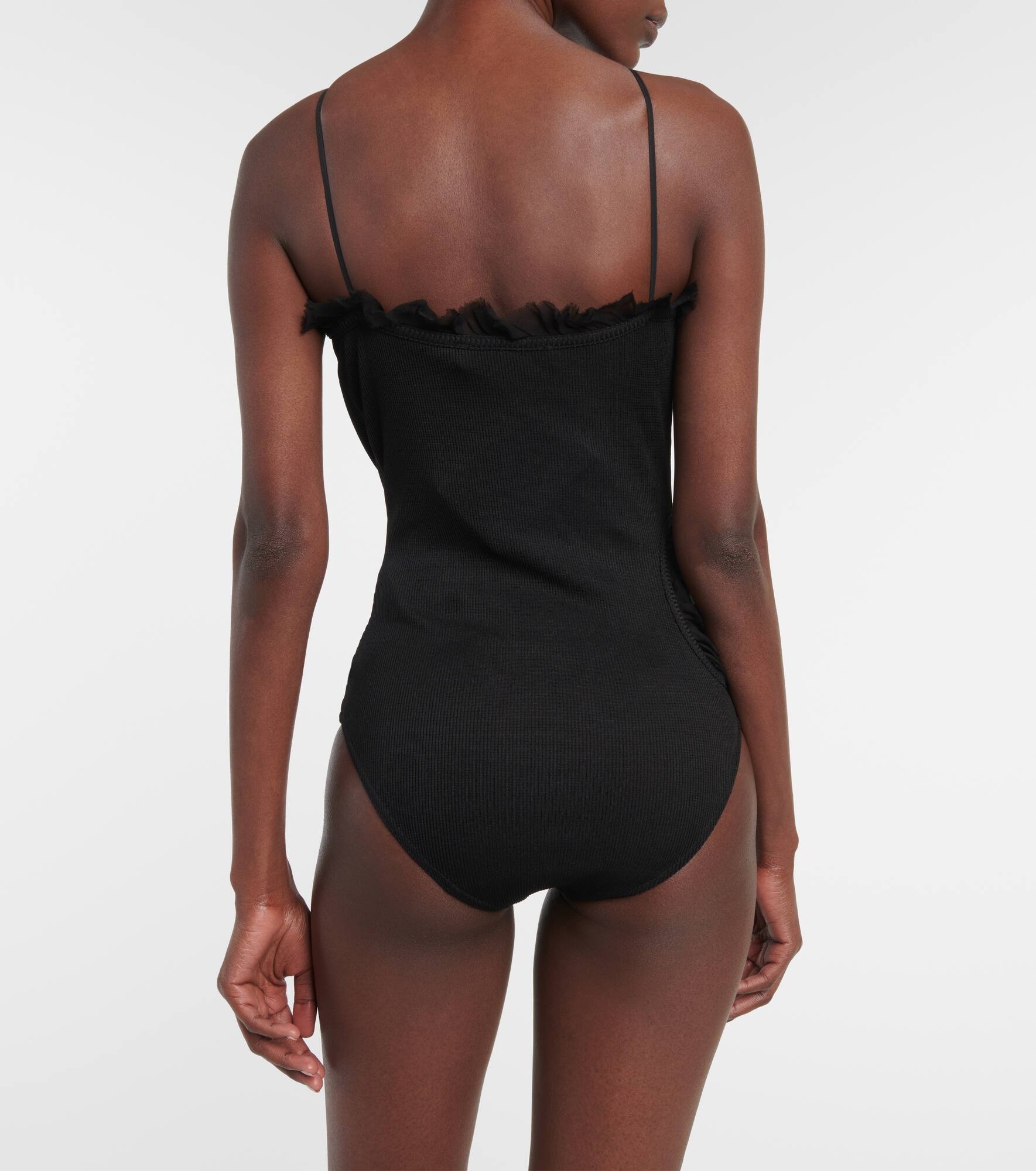 Carina georgette-trimmed bodysuit - 4