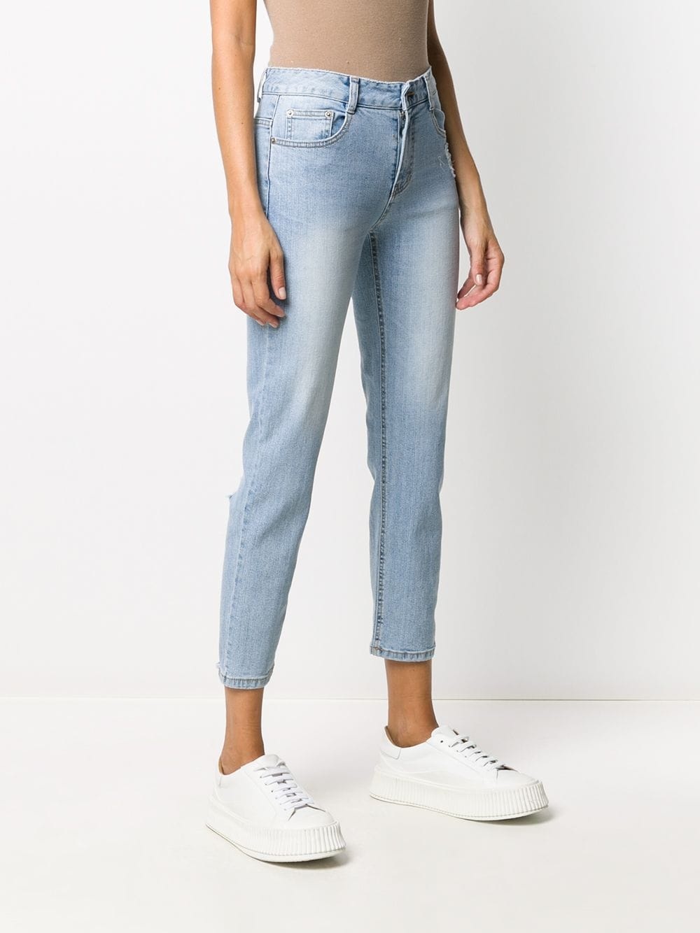 high-rise destroyed-hem cropped jeans - 3