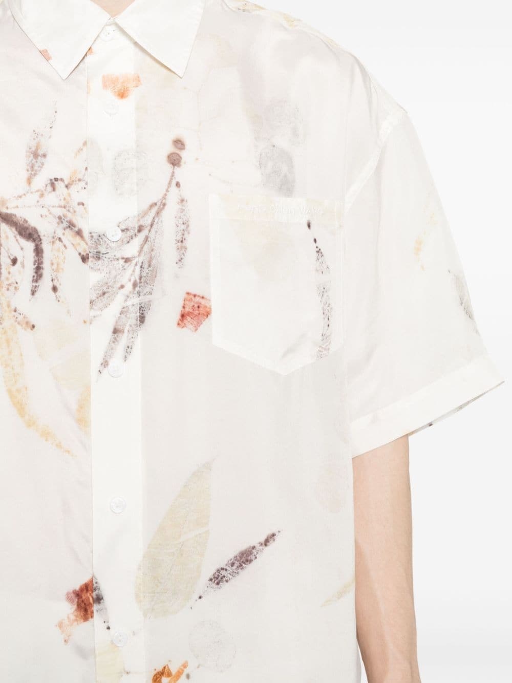 leaf-print silk shirt - 5