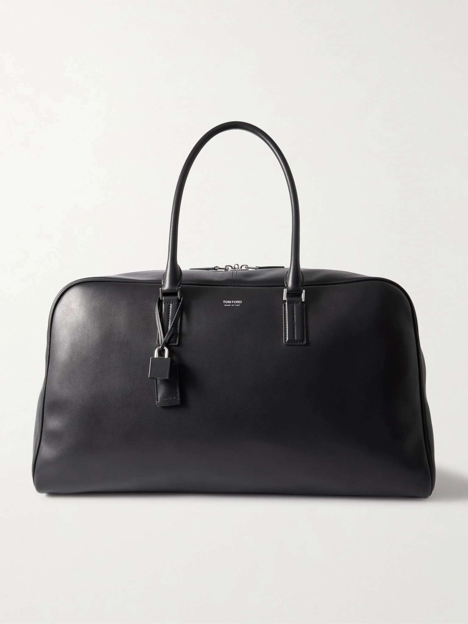 Logo-Print Leather Weekend Bag Black - 1