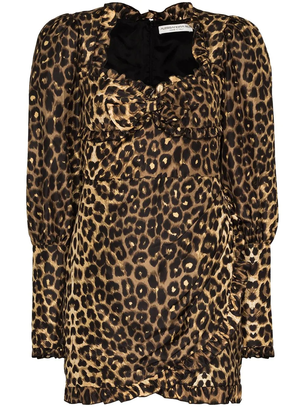 leopard print puff sleeve dress - 1