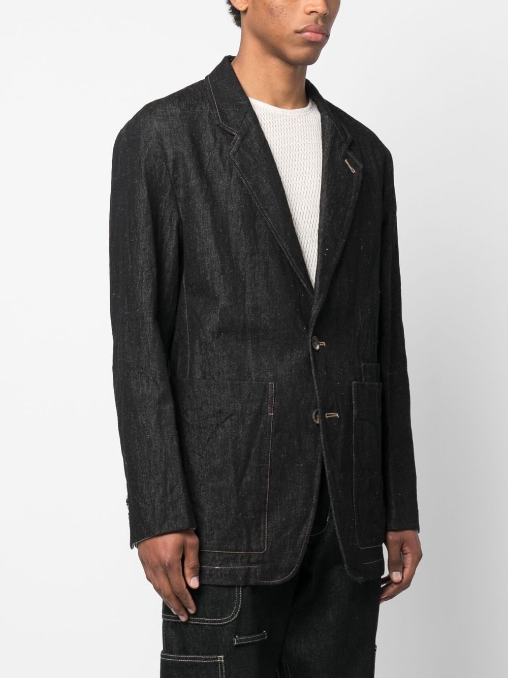 single-breast linen blazer - 4