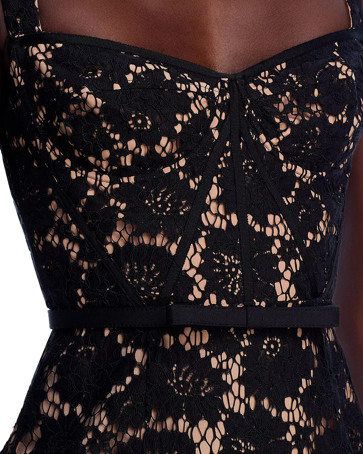 Black Fine Lace Midi Dress - 2