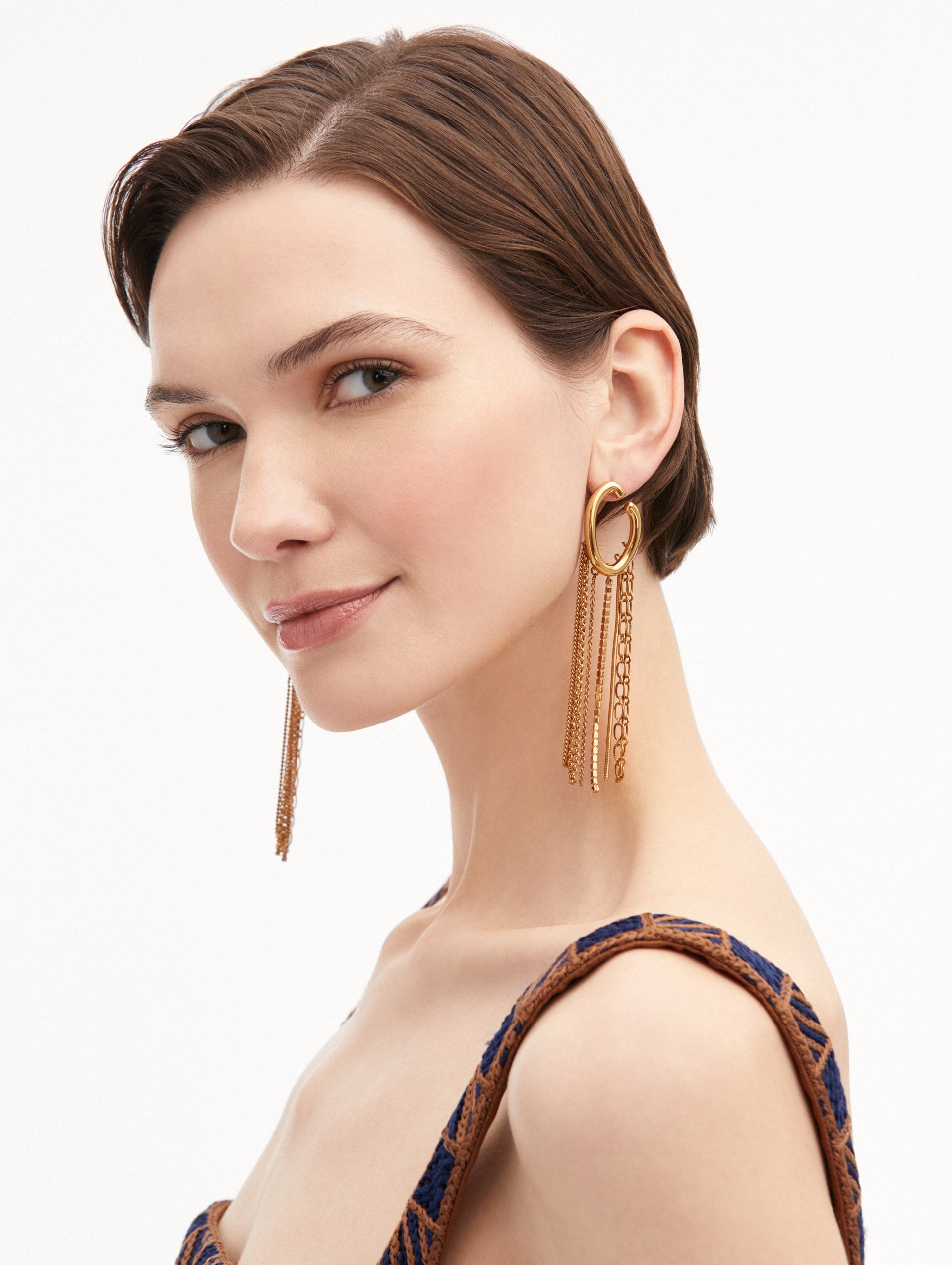 O CHAIN FRINGE EARRINGS - 2
