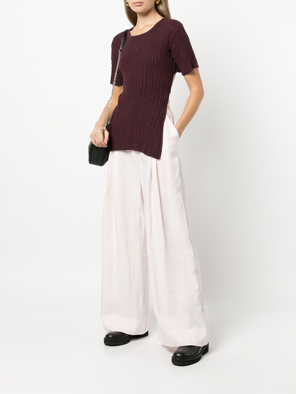 tie-fastening open-back T-shirt - 2