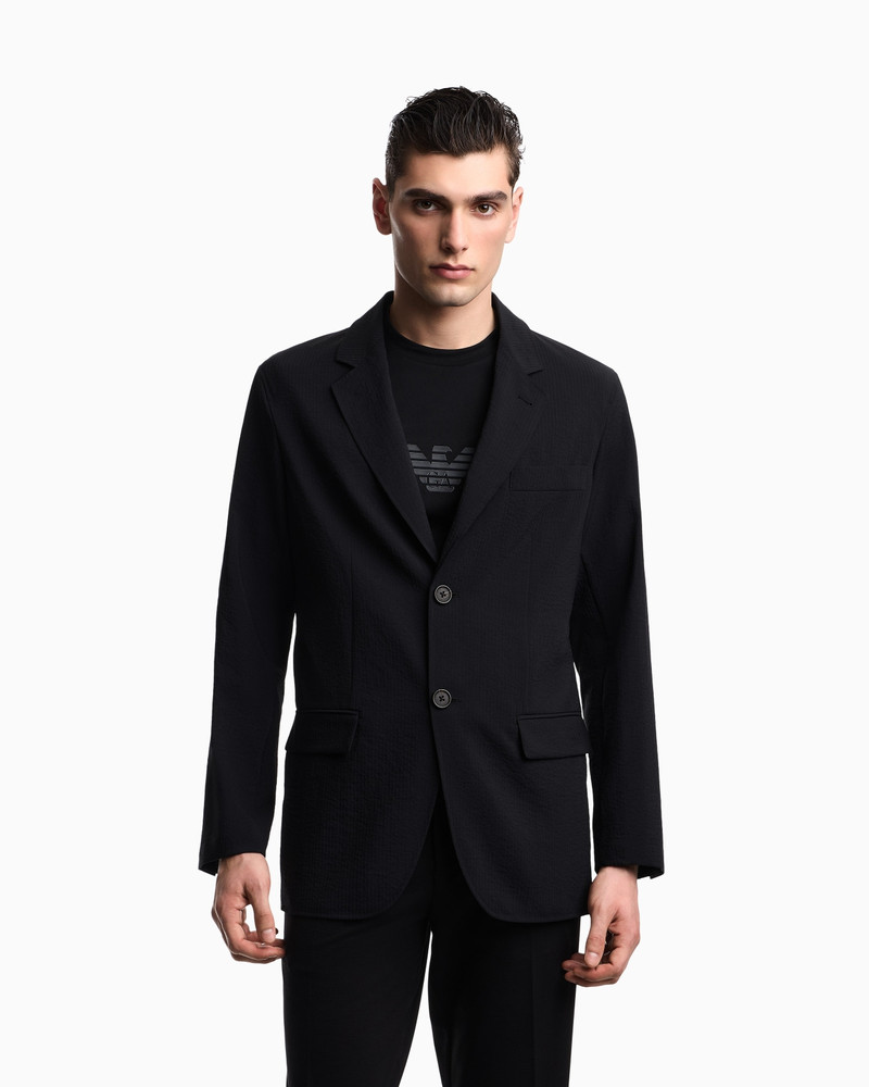 EMPORIO ARMANI SINGLE-BREASTED JACKET IN TECHNICAL SEERSUCKER FABRIC outlook