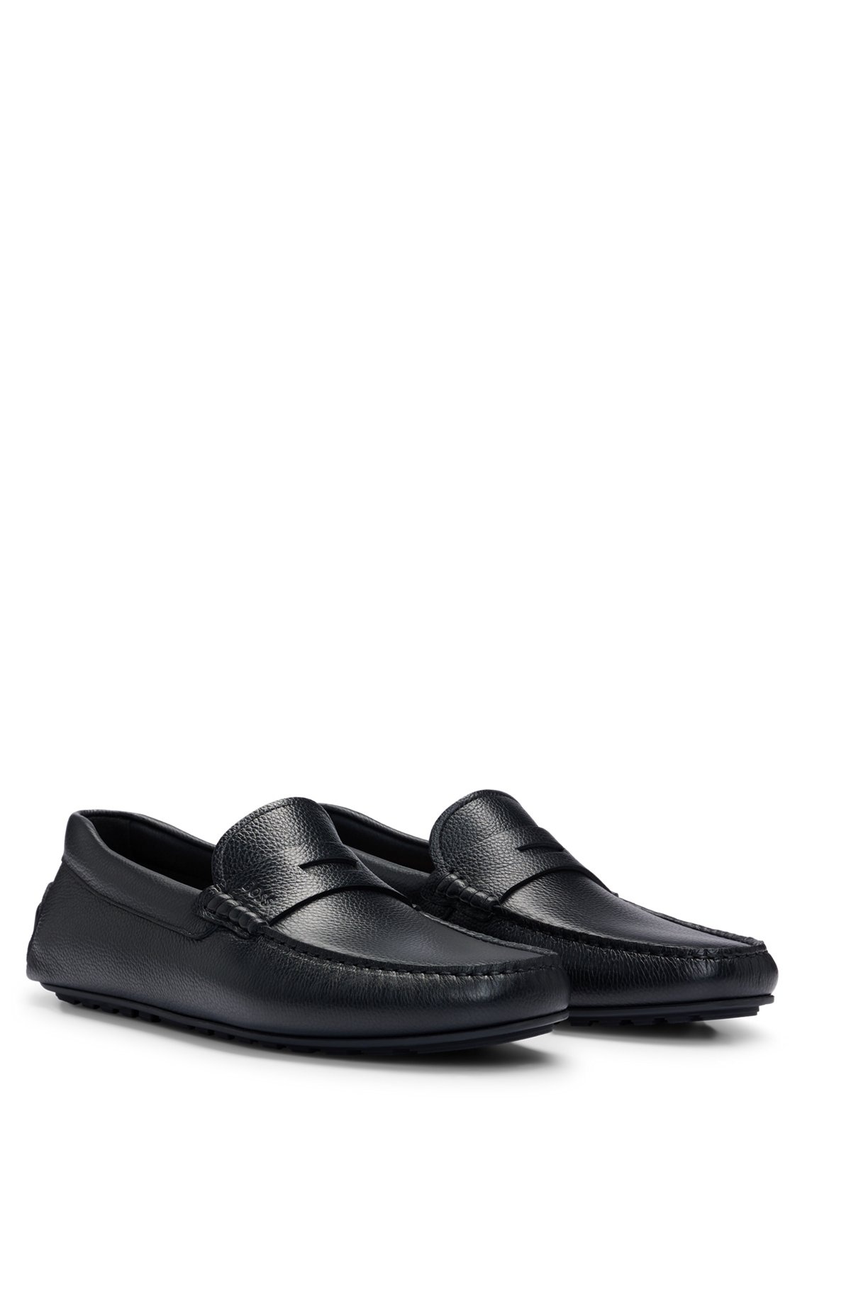 GRAINED-LEATHER DRIVER MOCCASINS WITH LOGO STRAP - 2