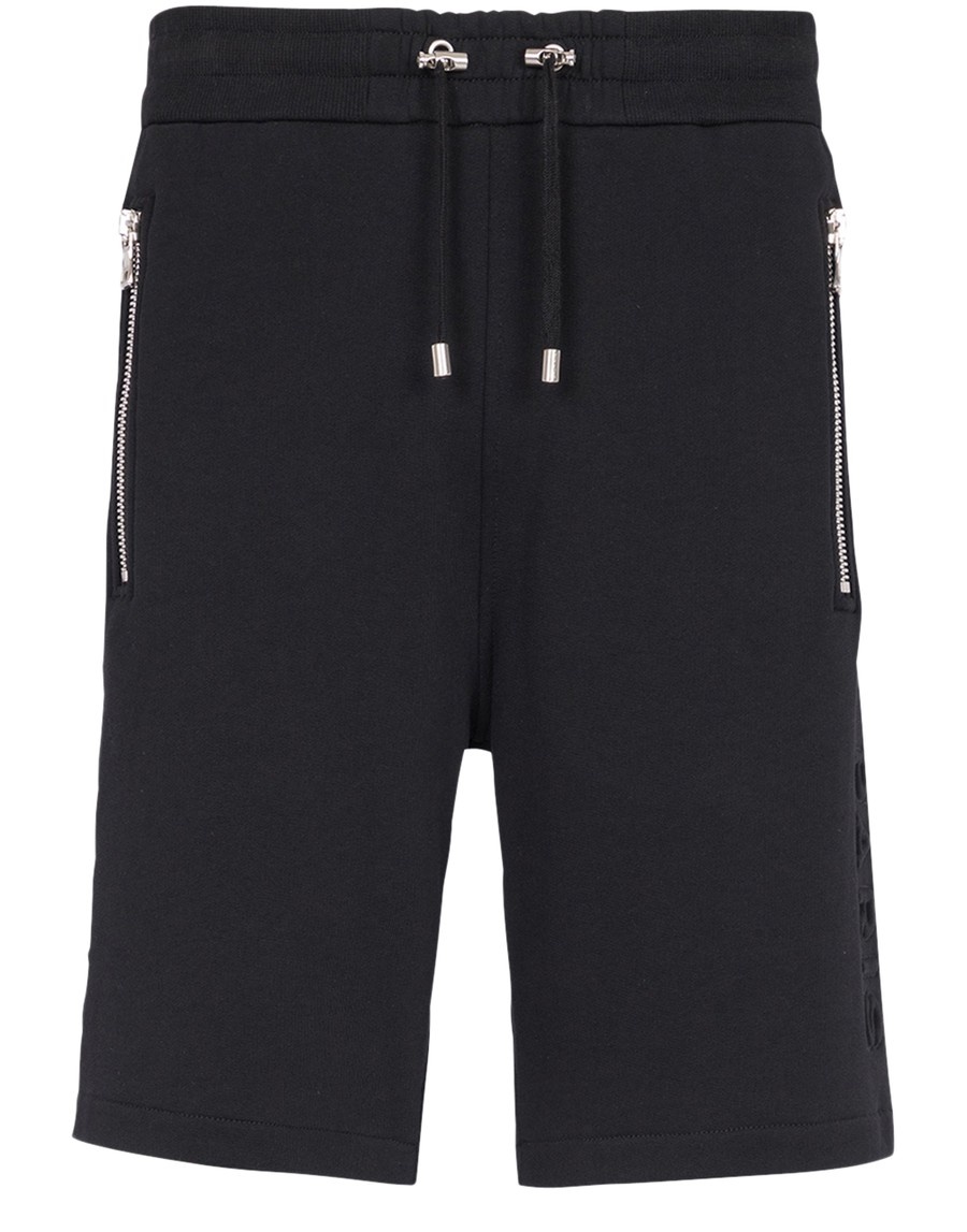 Cotton shorts with embossed Balmain logo - 1