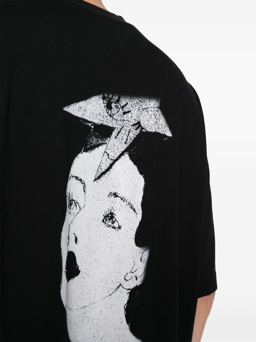 Black Princess Print Damaged Tee - 5