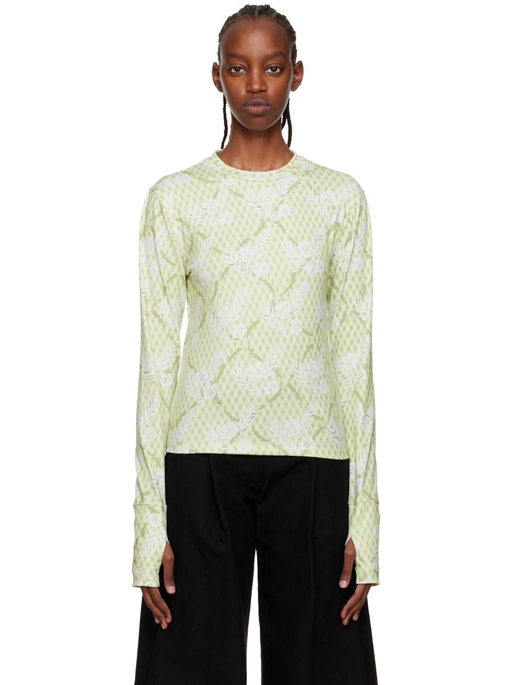 Green Printed Long Sleeve T-Shirt - 1