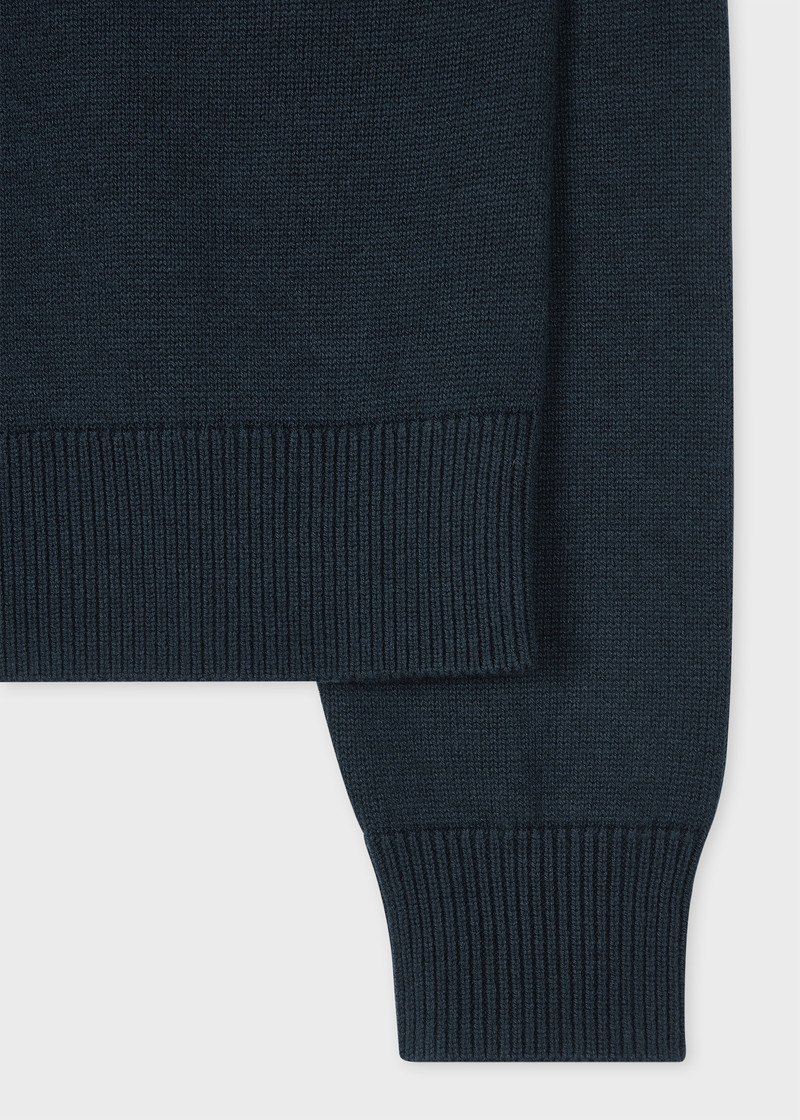 Paul Smith Women's Navy Contrast-Stitch Placket Knitted Merino-Blend Cardigan outlook