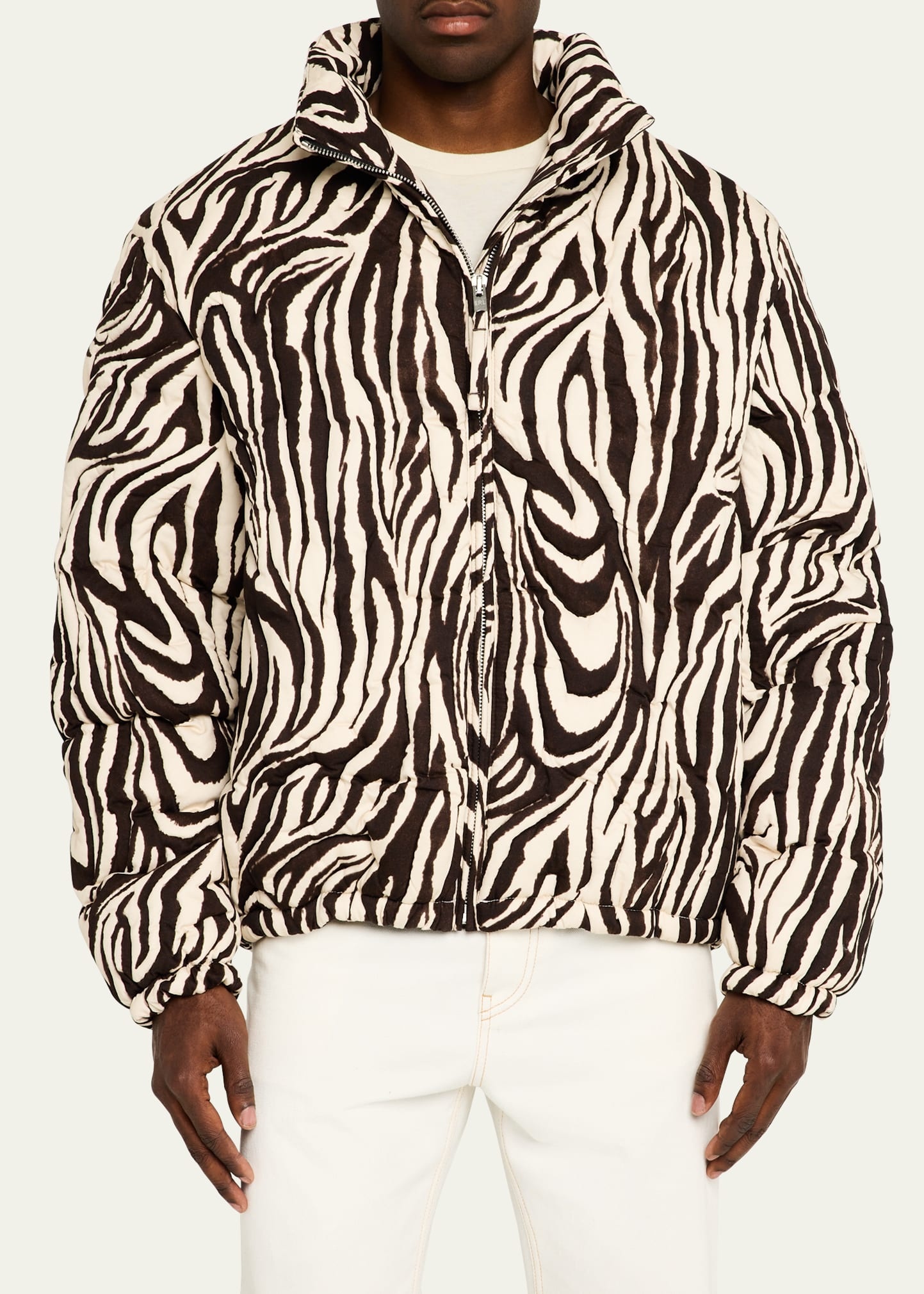 Men's Zebra-Print Quilted Puffer Jacket - 4