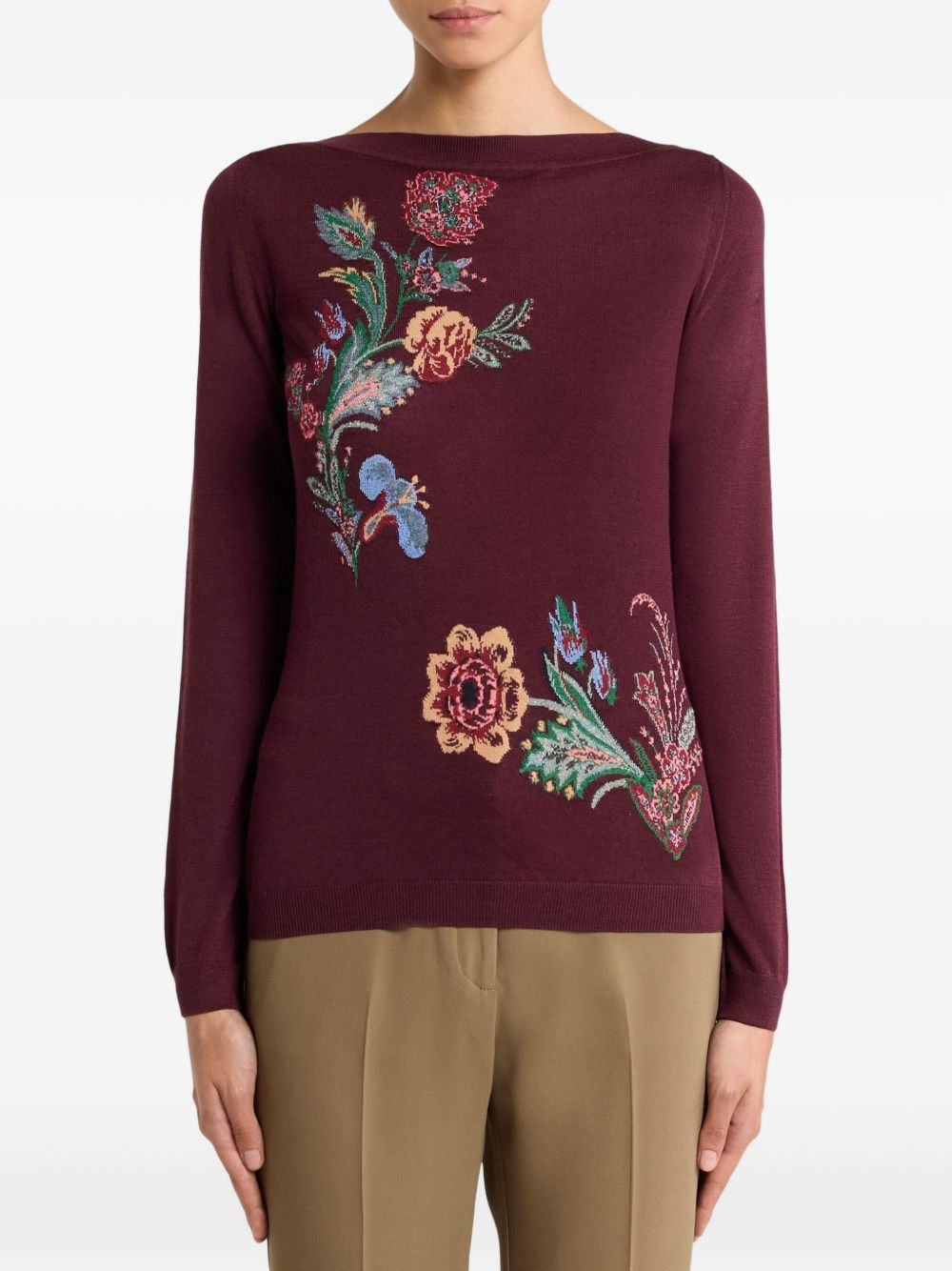 jacquard floral-embroidered sweater - 2