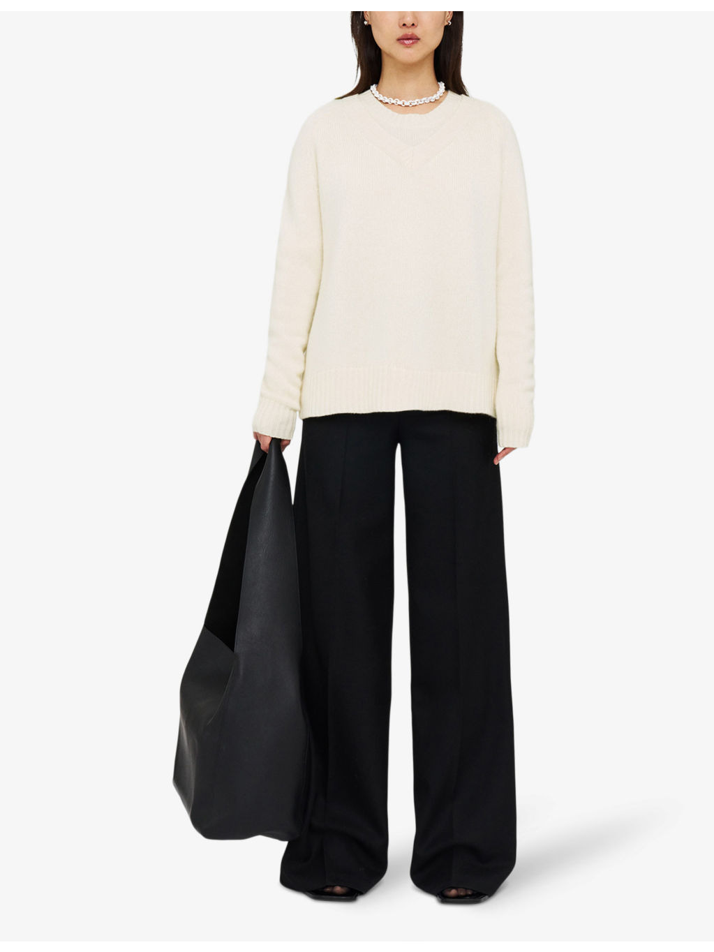V-neck wide-rib cashmere jumper - 2