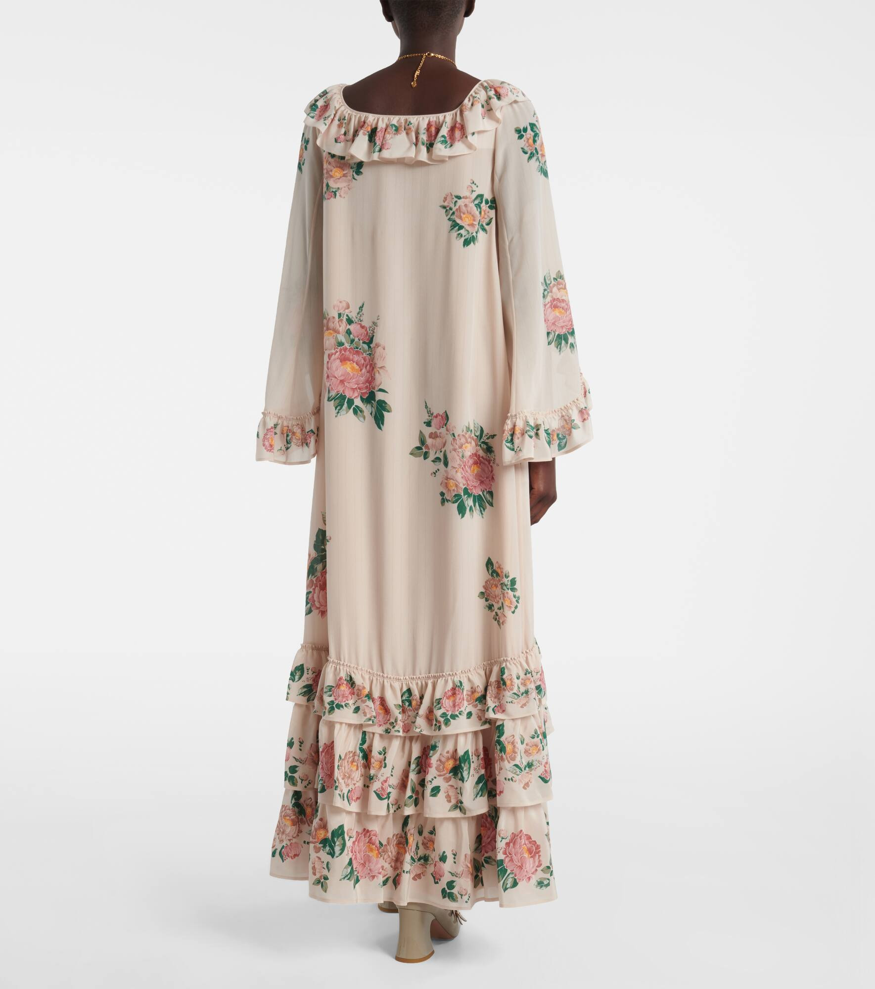 Floral silk crêpe de chine maxi dress - 3