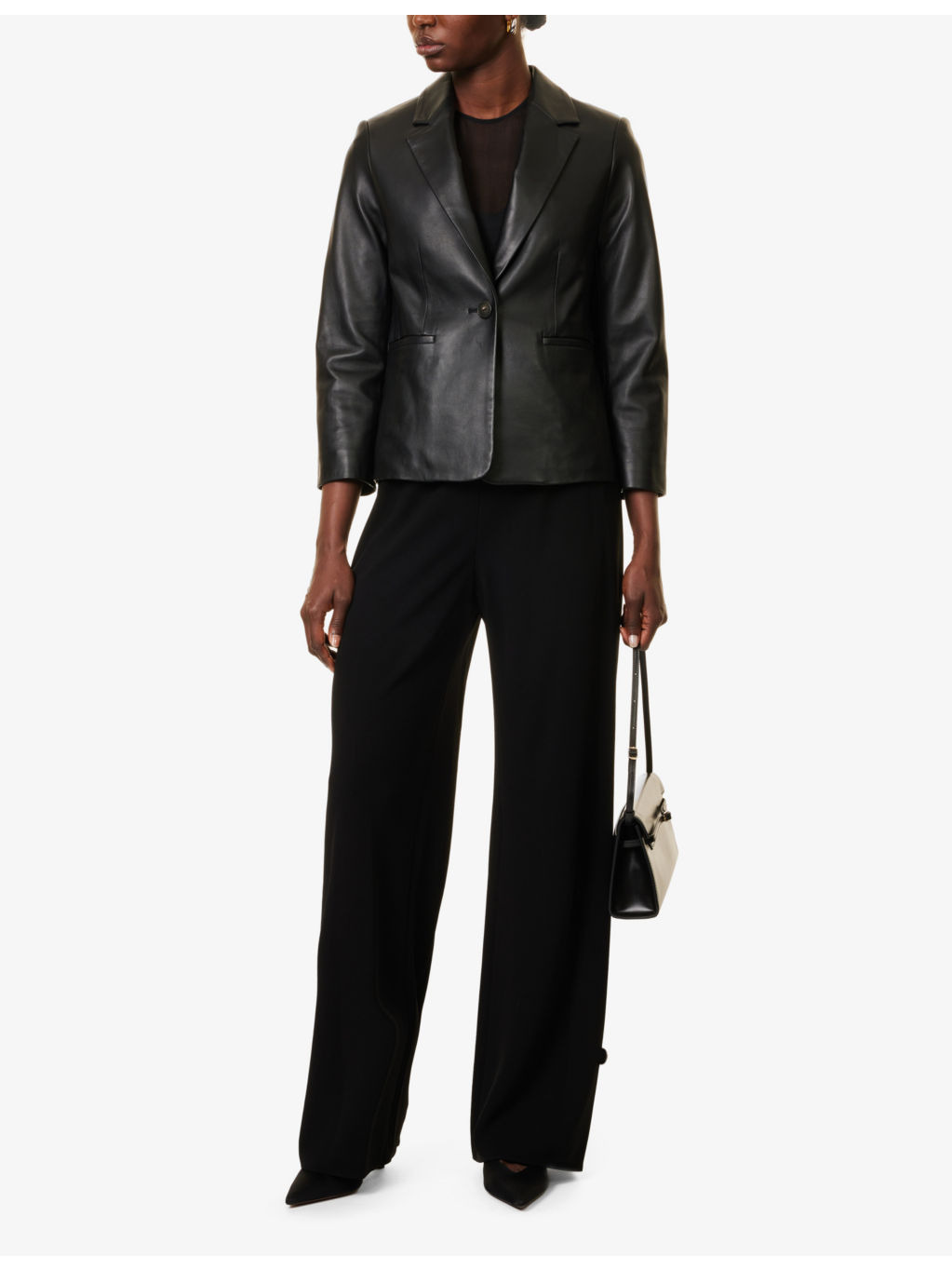 Elasticated-waistband straight-leg high-rise crepe trousers - 2