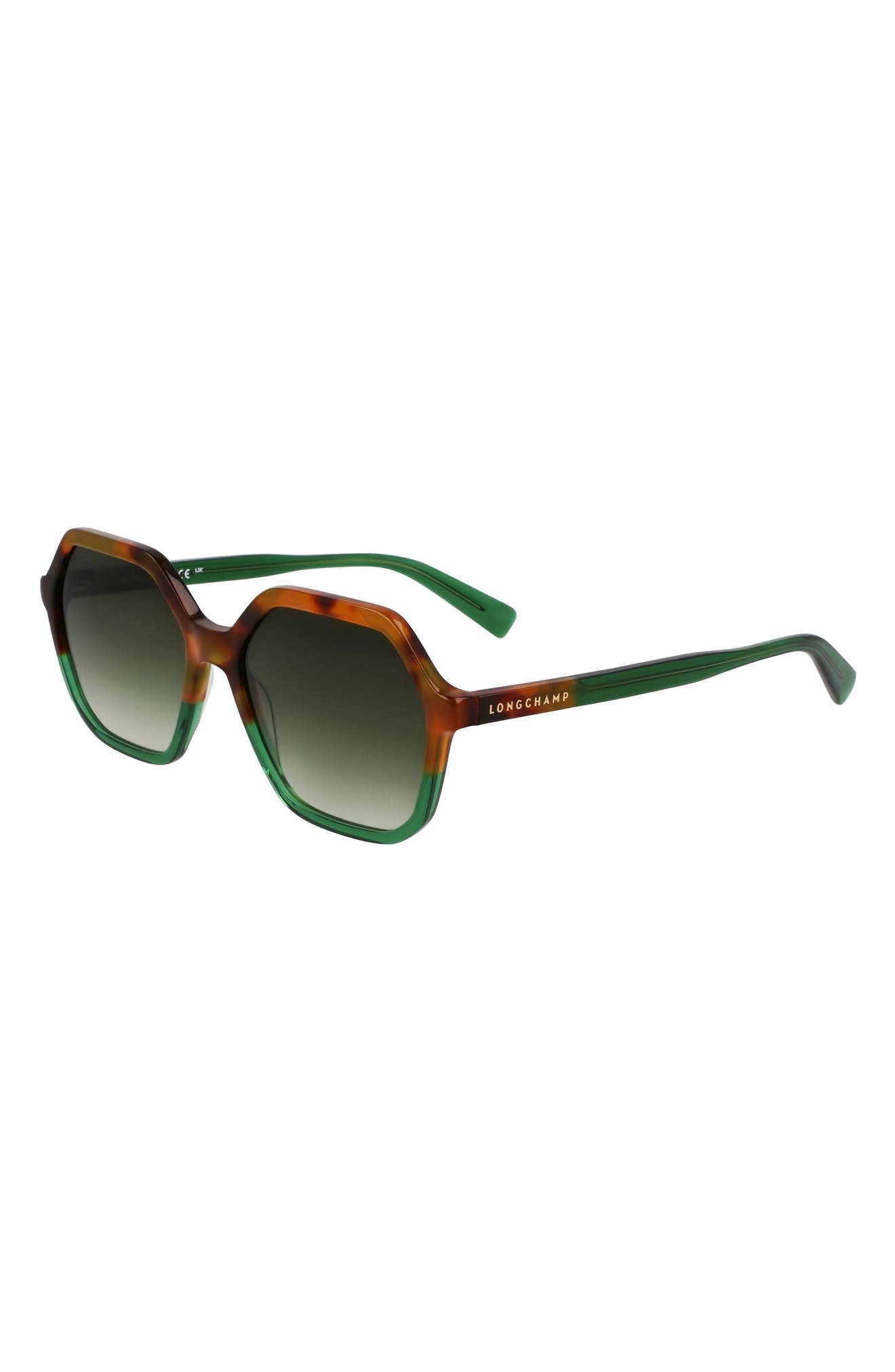 Longchamp Heritage 56mm Gradient Modified Rectangular Sunglasses in Brown Green Havana/green at Nord - 2