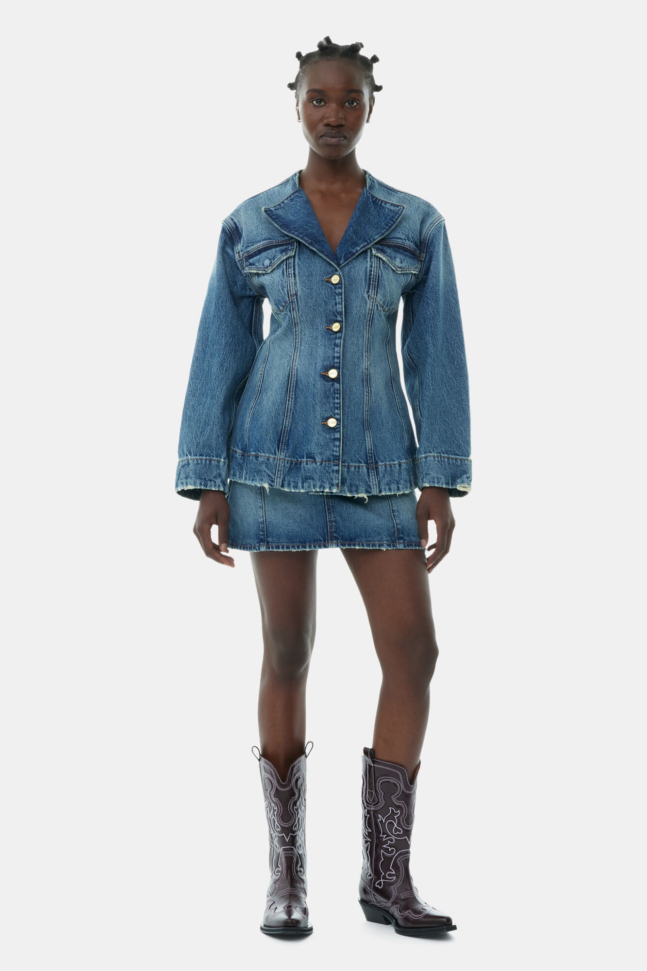 SPARKLE LOGO DENIM FITTED BLAZER - 3
