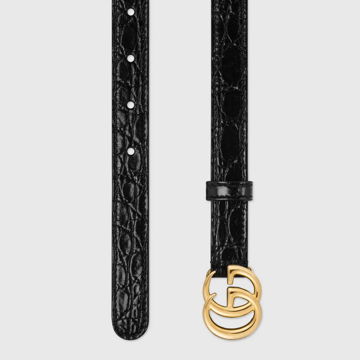 GG Marmont thin caiman belt with shiny buckle - 2