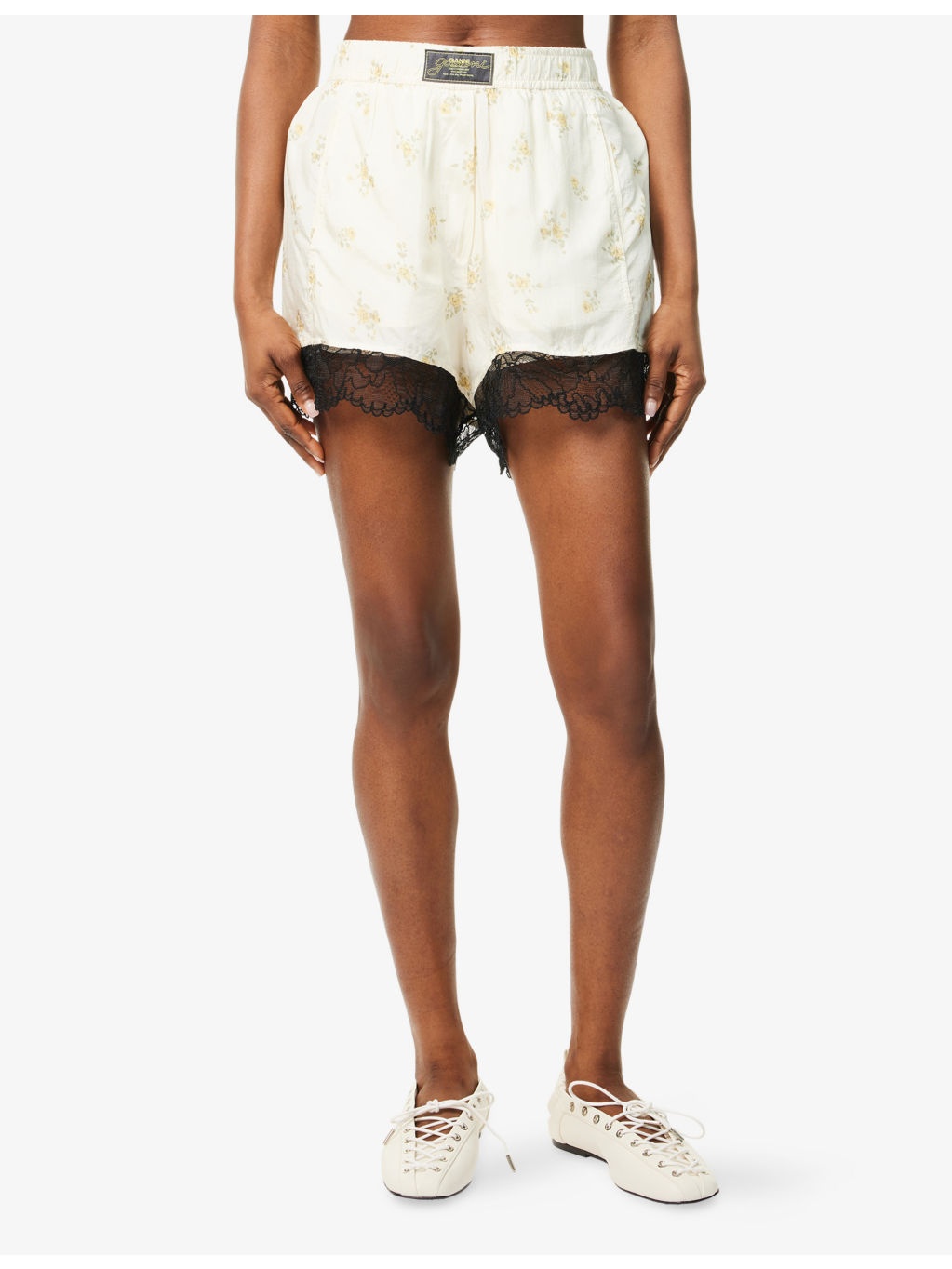 Floral-Print Lace-Trim Woven Shorts - 3