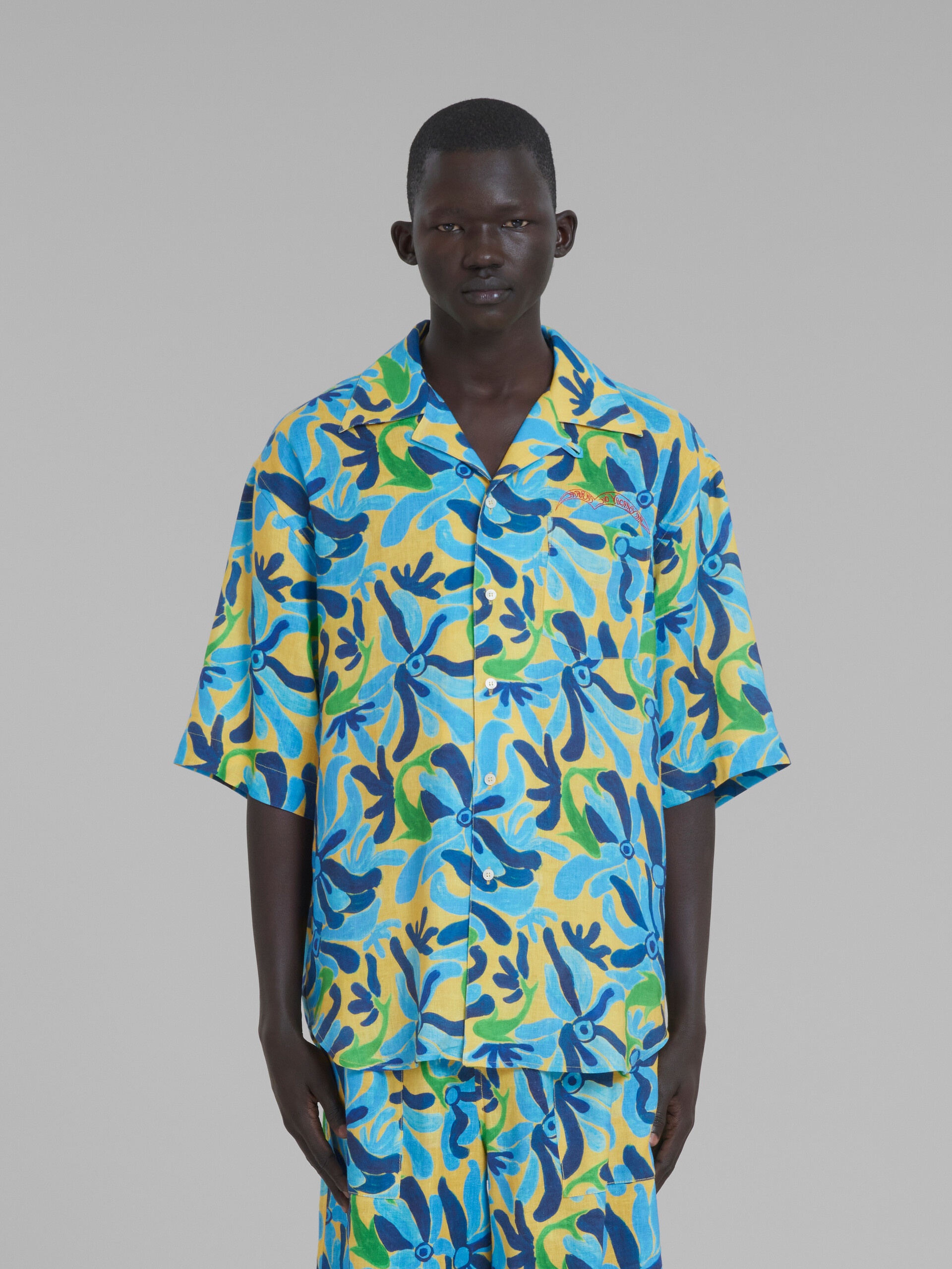 MARNI X NO VACANCY INN - GAUZE SHIRT WITH CHIPPY FISHES PRINT - 2