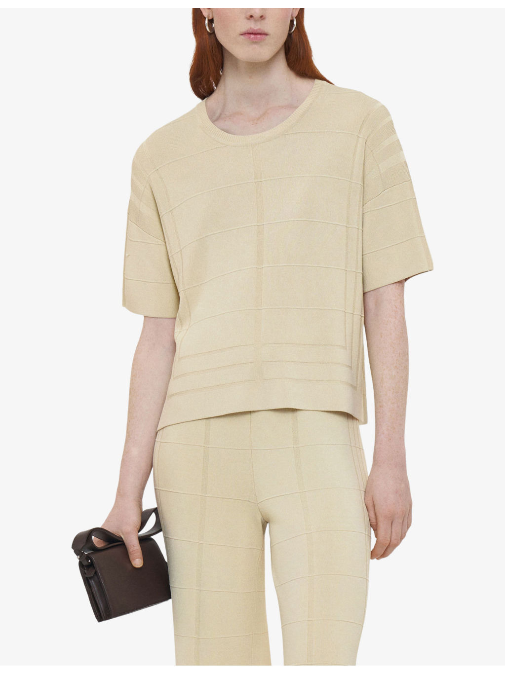 Grid-Knit Boxy-Fit Viscose-Blend T-Shirt - 3