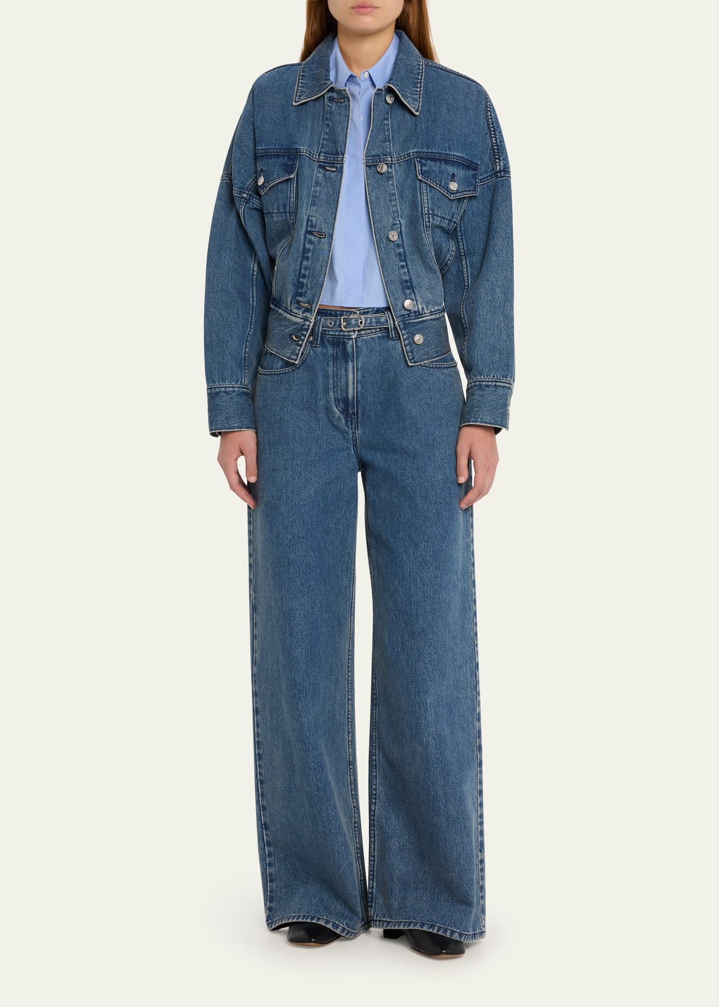 Boxy Self-Tie Denim Jacket - 2