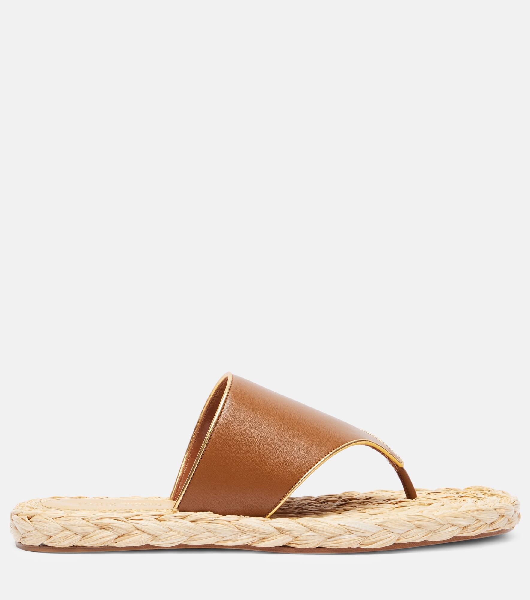 Amalfi leather-trimmed espadrille slides - 4