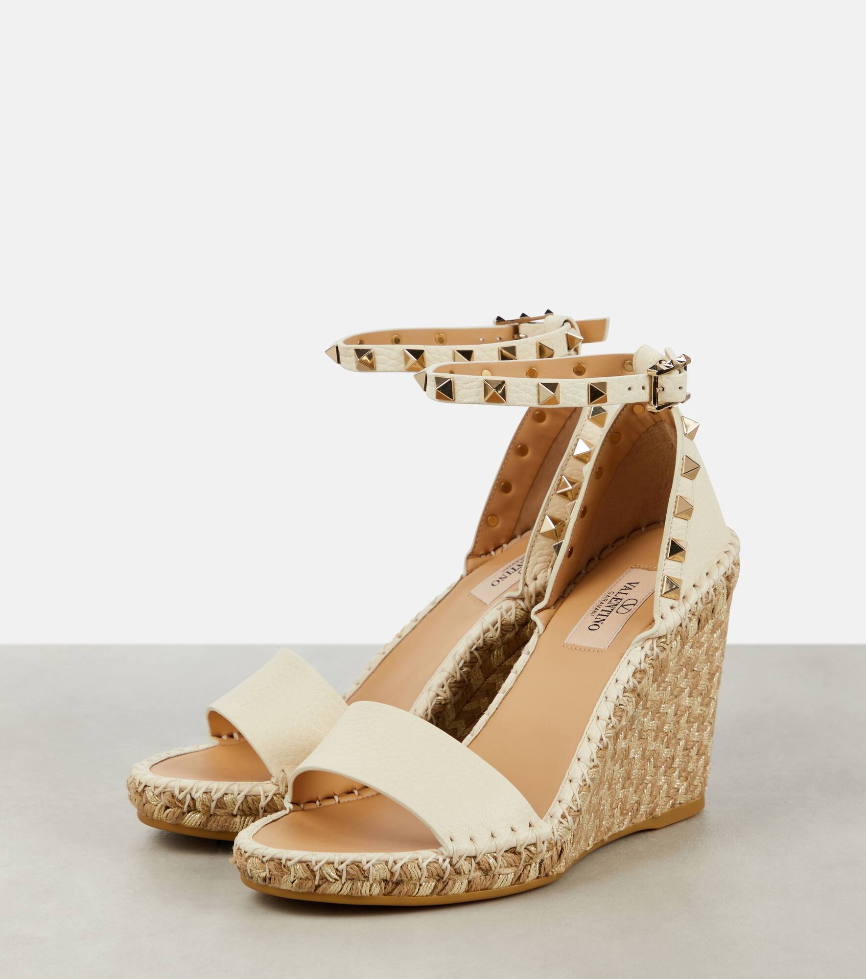 Rockstud 105 leather espadrille wedges - 5