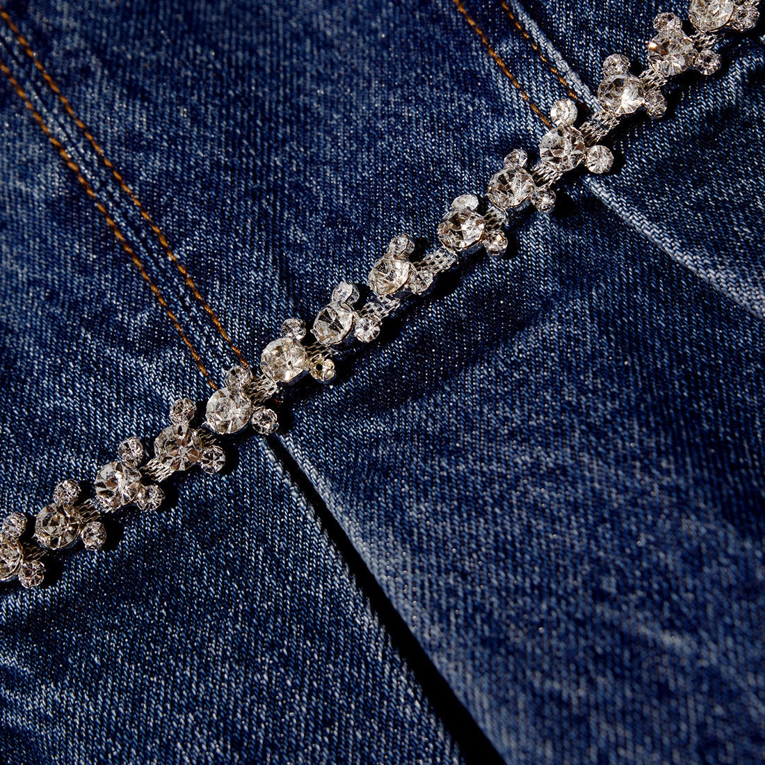 self-portrait Diamante Detail Denim Mini Dress | shopbop