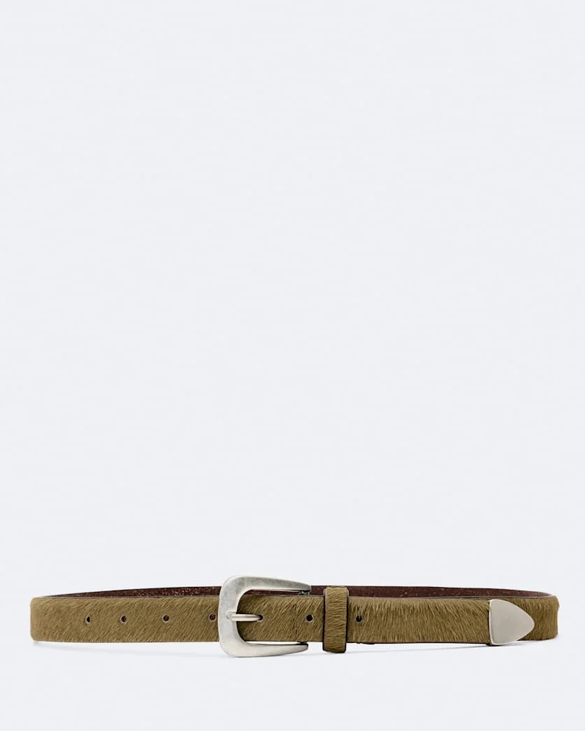 ROMY METAL-TIPPED HAIRCALF LEATHER BELT - 1
