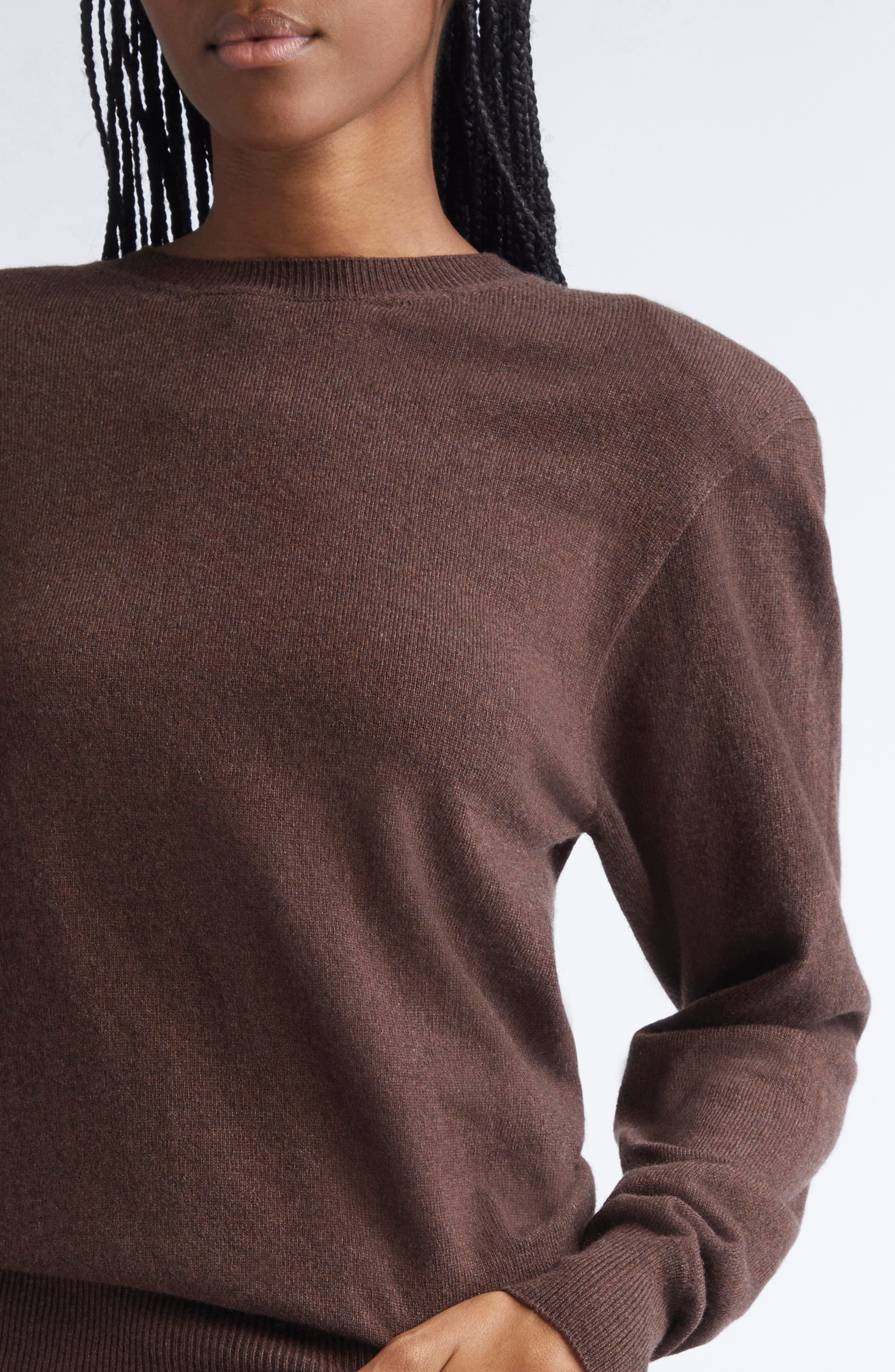 Stella McCartney Cashmere & Virgin Wool Sweater in Chocolate Brown at Nordstrom - 4