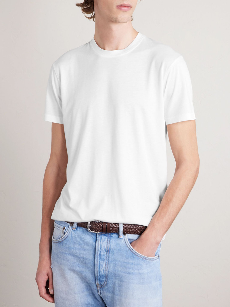 Cotton and Silk-Blend Jersey T-Shirt White 3