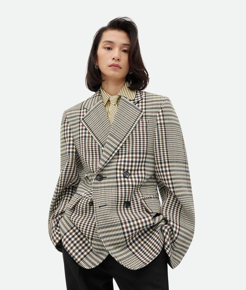Bottega Veneta Structured Check Cotton Jacket outlook