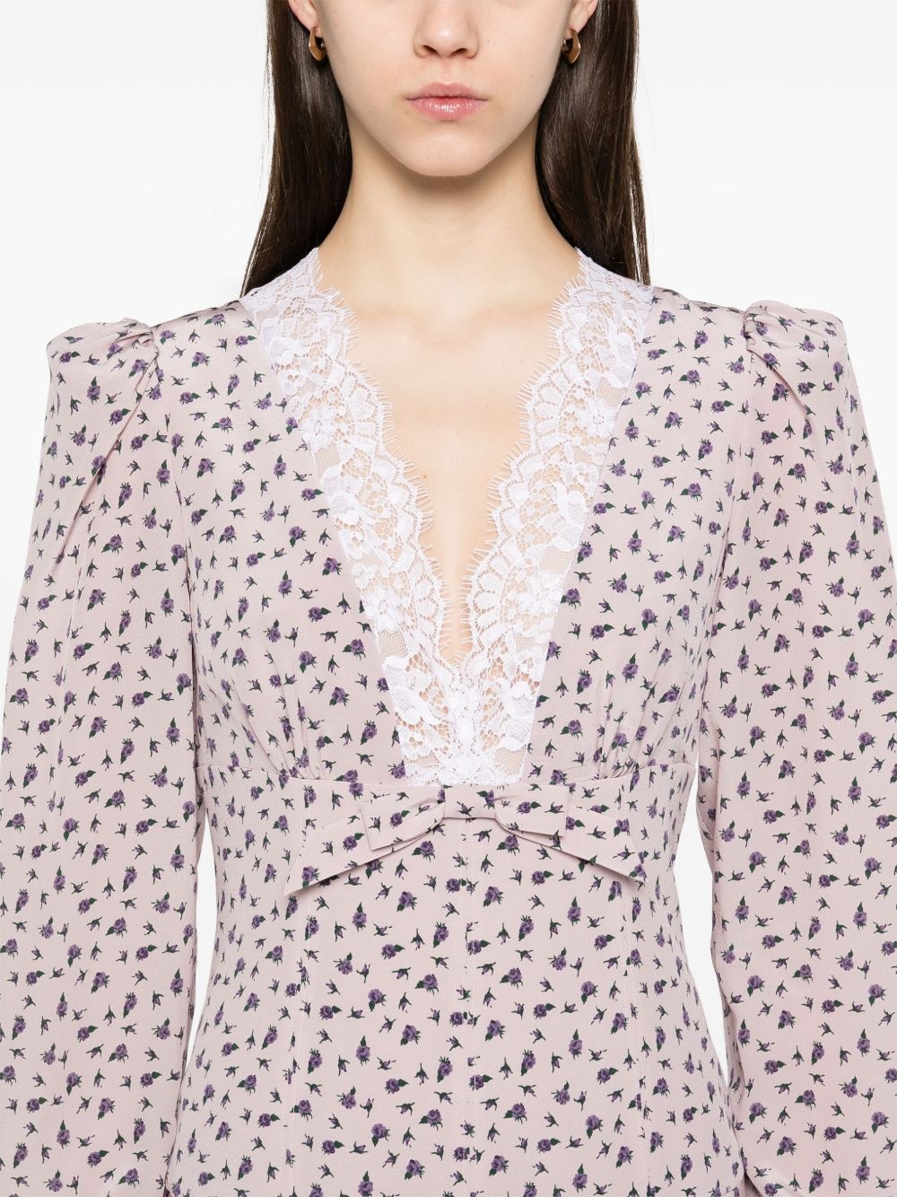 rose-print midi dress - 5