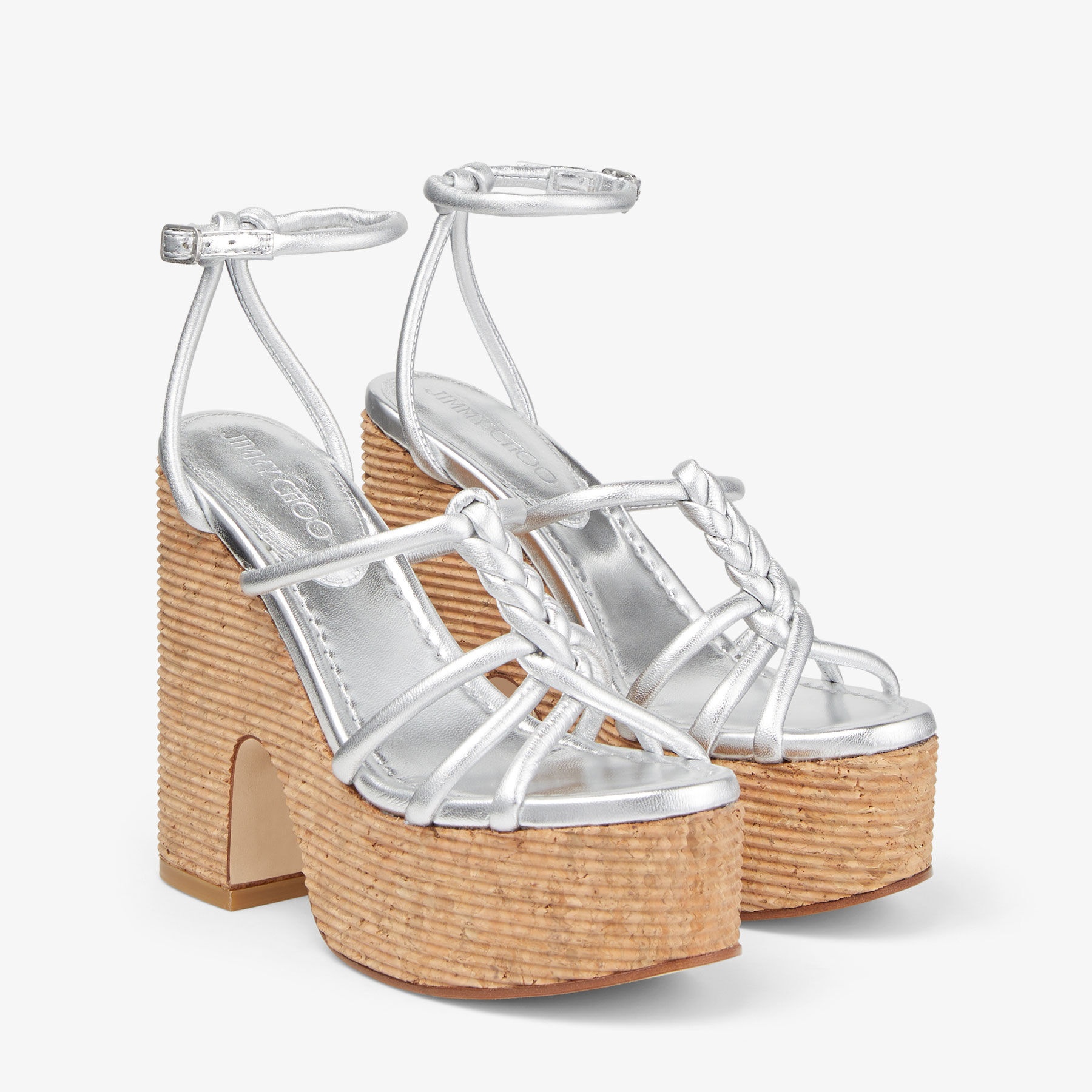 Clare Wedge 130
Silver Metallic Nappa Leather Wedge Sandals - 3