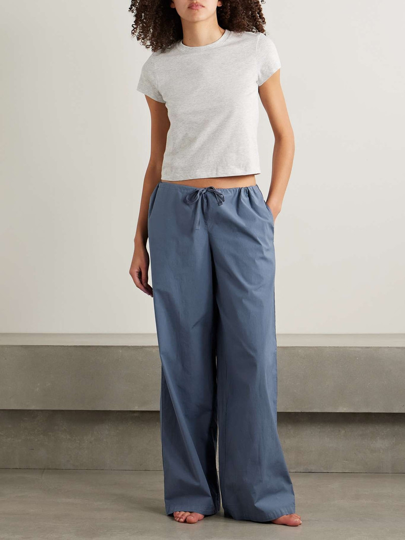 SKIMS Cotton-blend poplin wide-leg pants - Harbor Midnight blue outlook