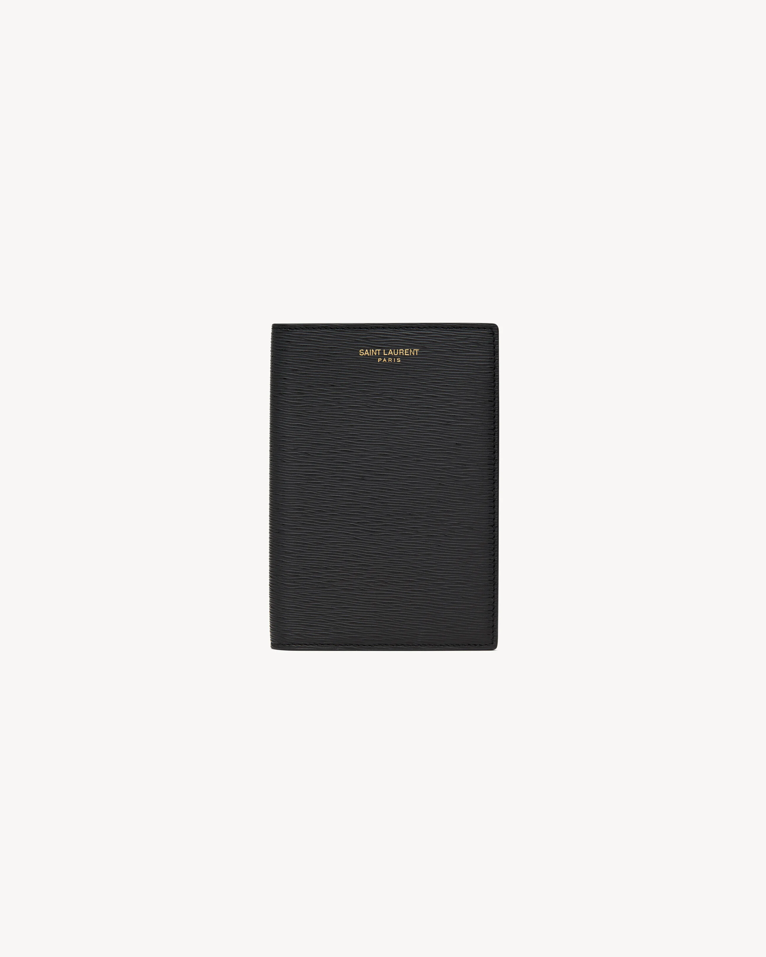 SAINT LAURENT PARIS PASSPORT CASE IN RIPPLE LEATHER - 1