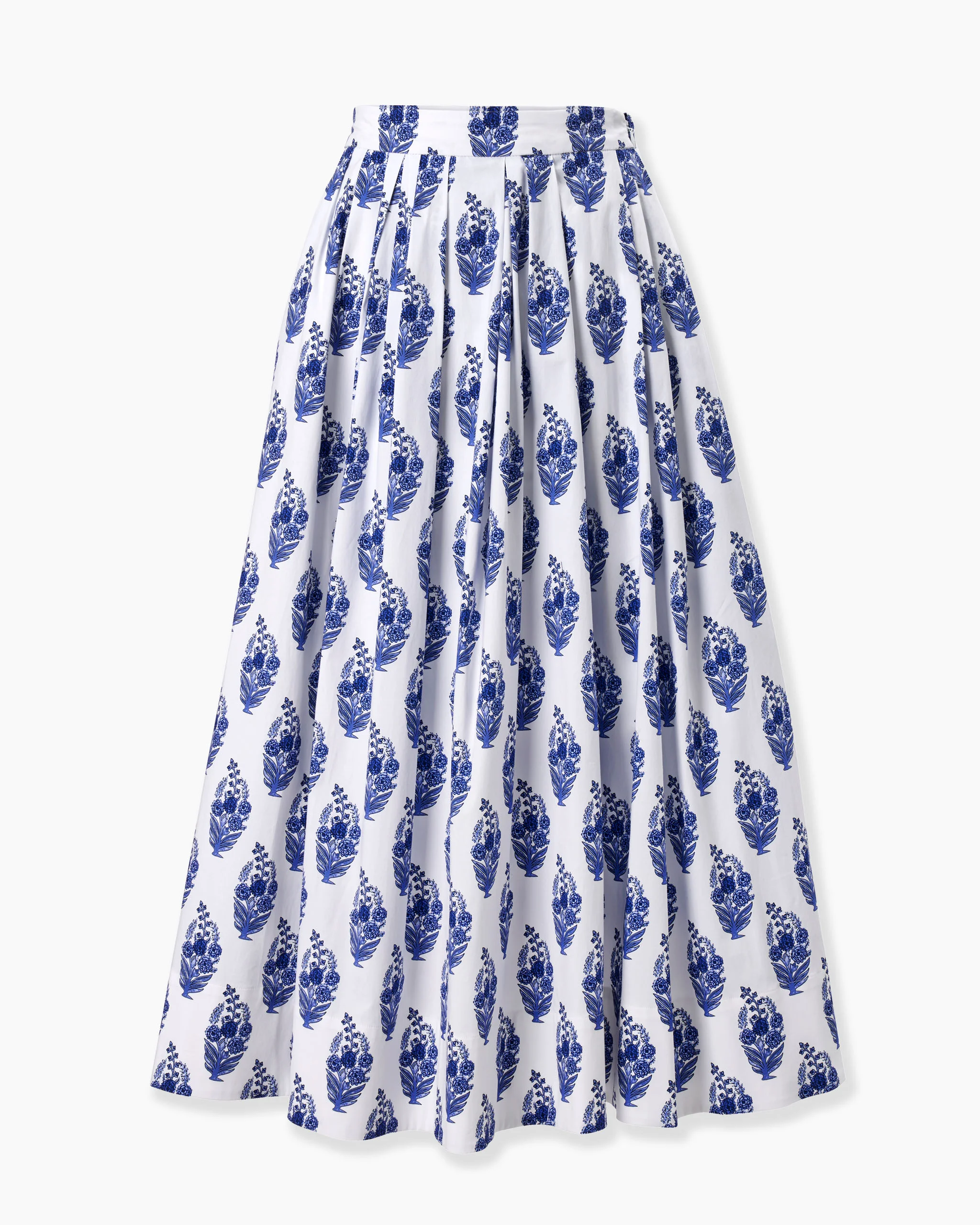 Floral Block-Print Midi Skirt - 1