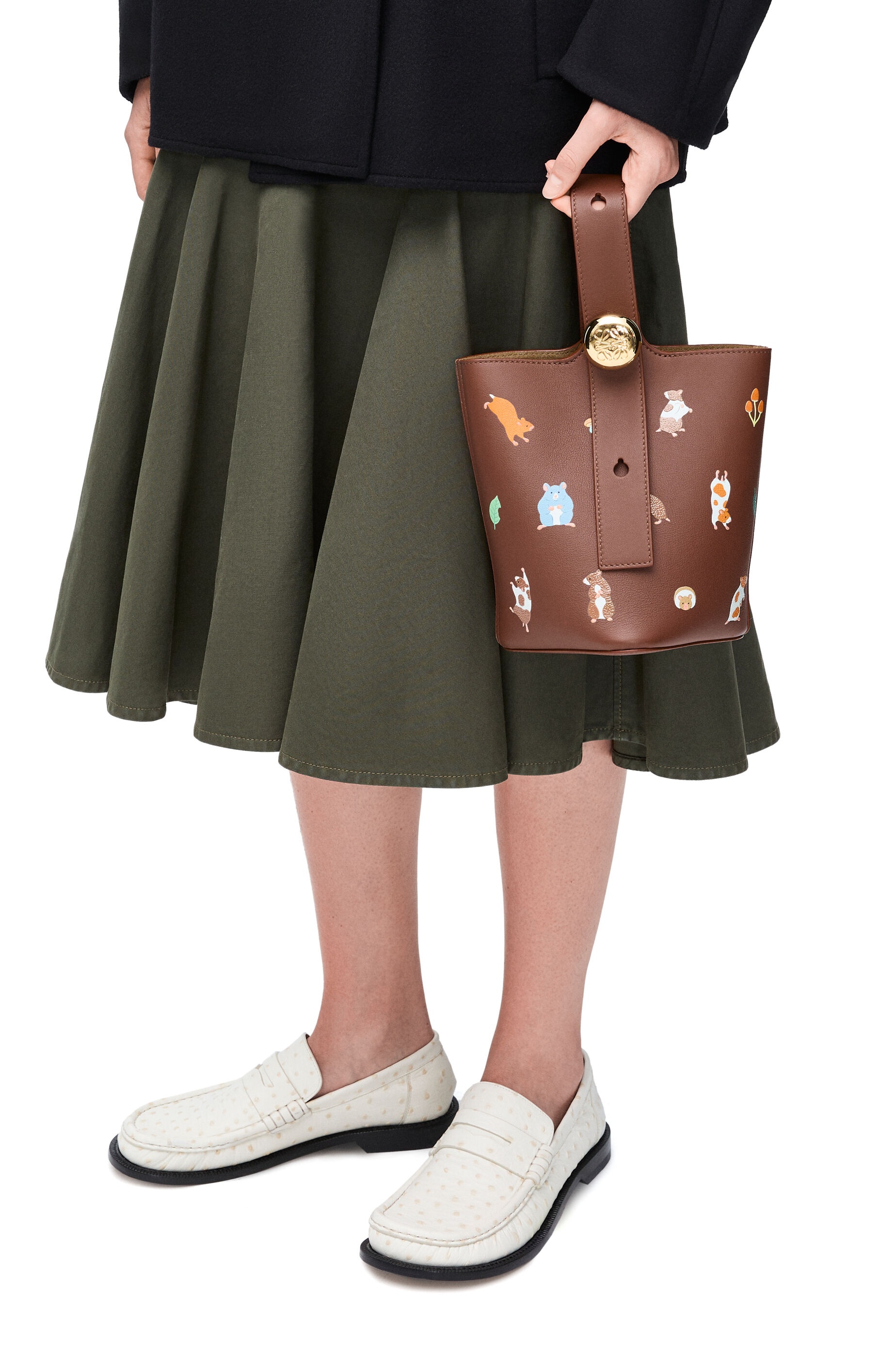Hamster mini Pebble bucket in nappa calfskin - 3