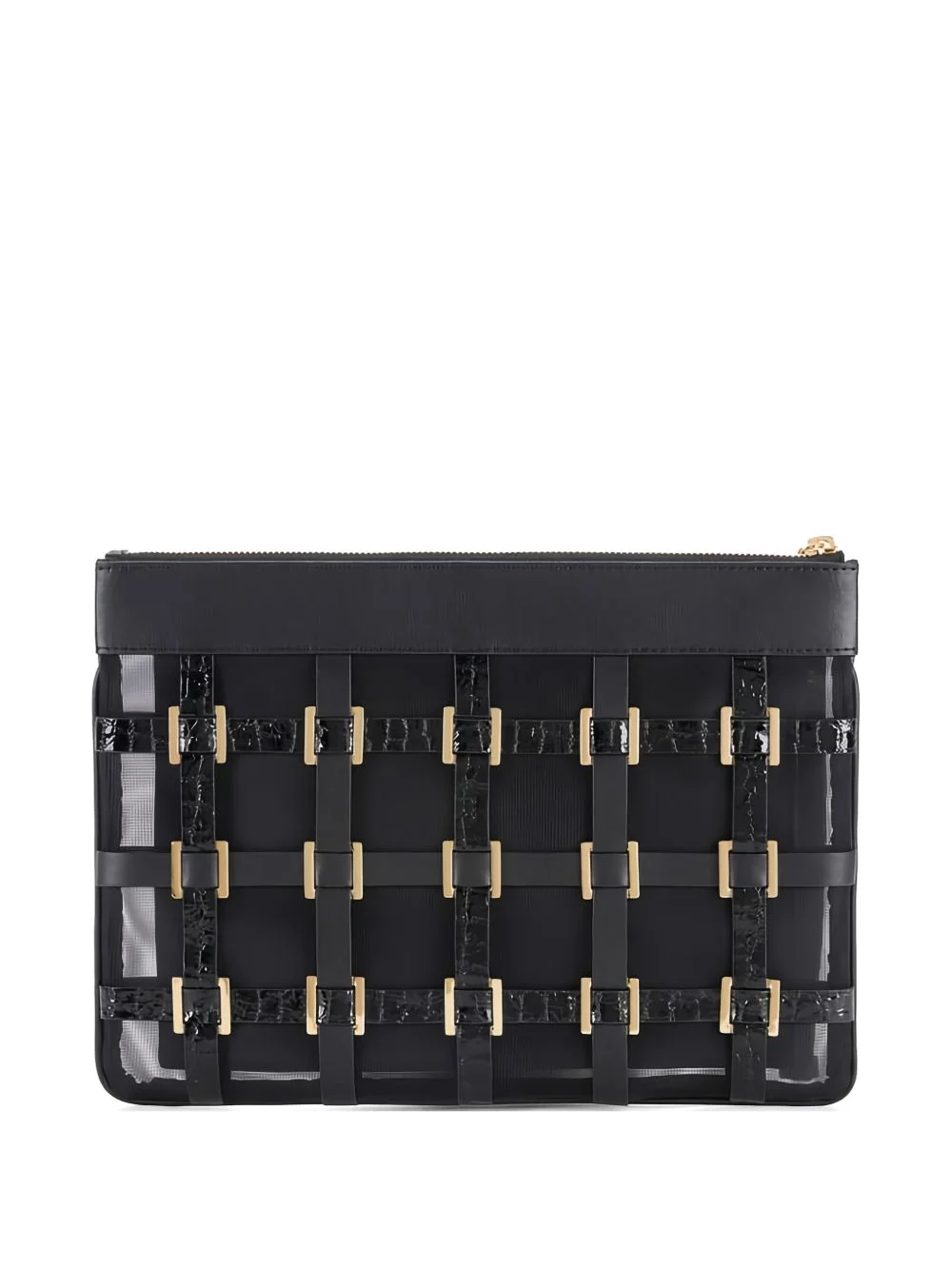 ring-details clutch bag - 1