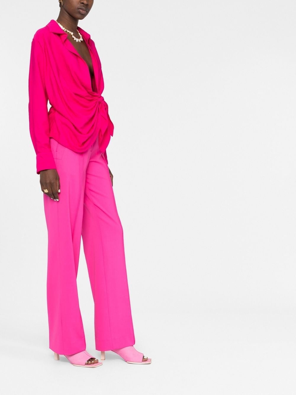 knot-detail long-sleeve shirt - 6