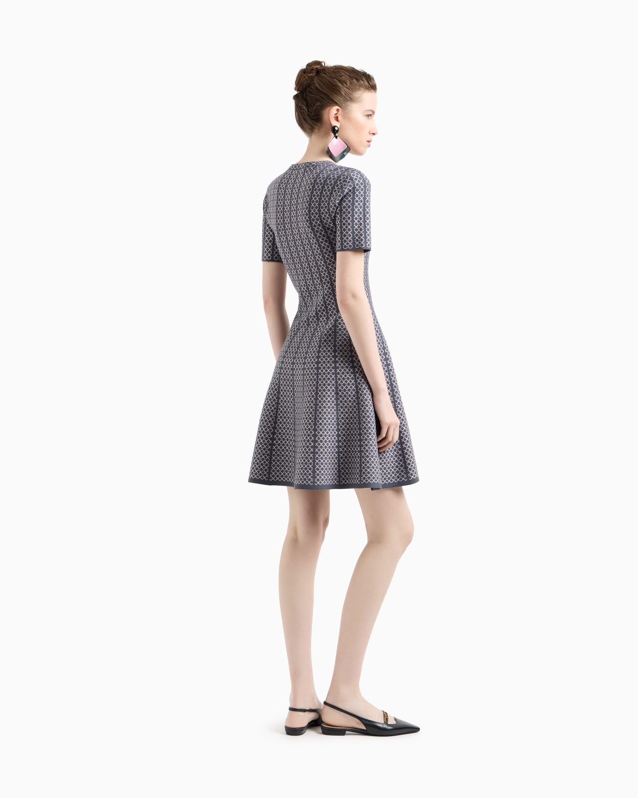 JACQUARD KNIT FLARED DRESS - 3