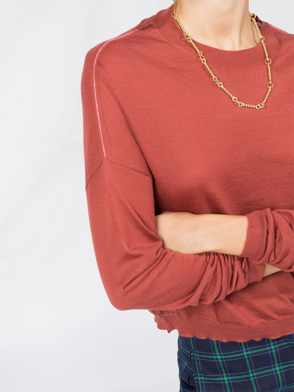 cropped crew neck jumper - 3