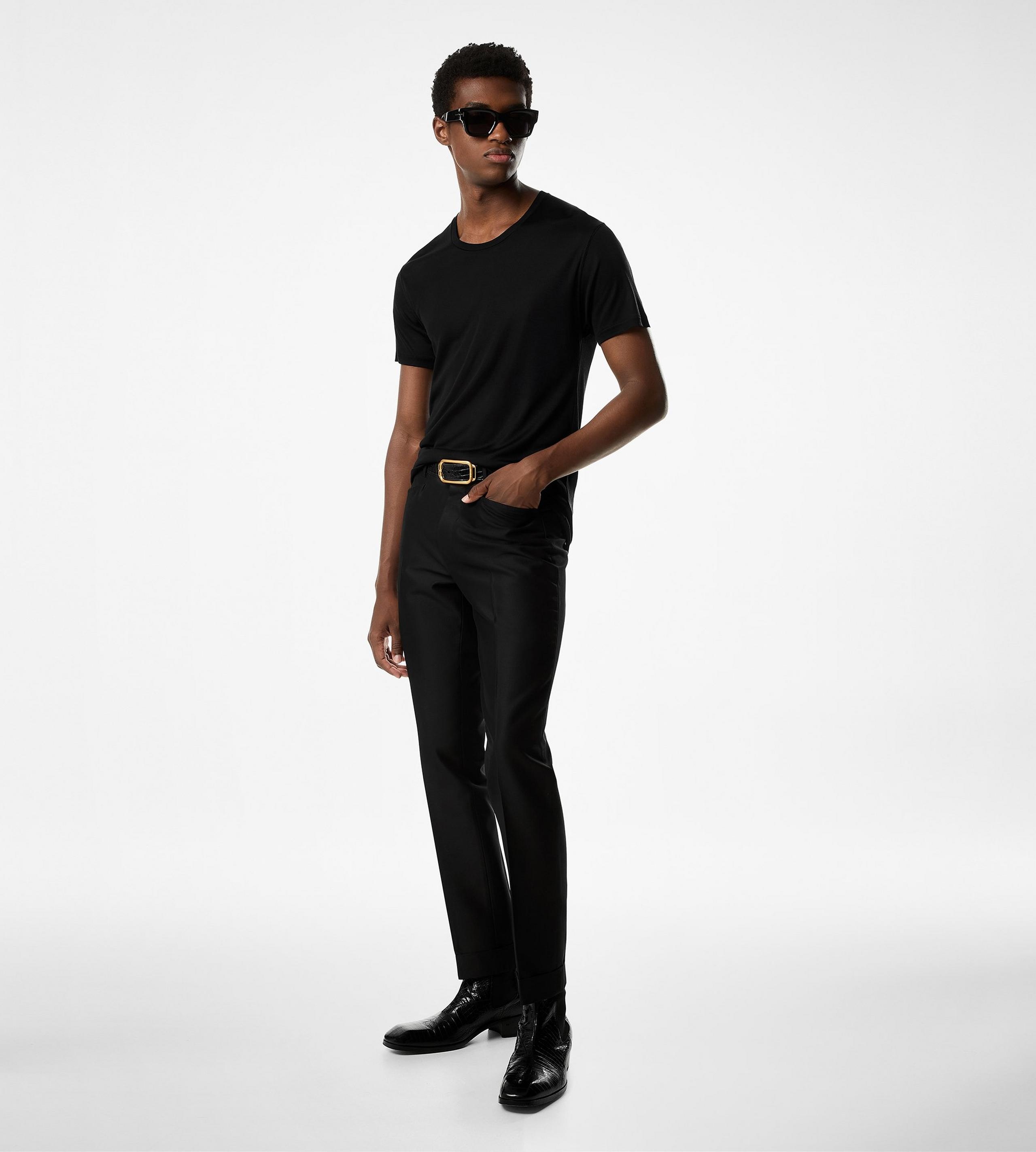 WOOL SILK FAILLE ATTICUS WESTERN POCKET TROUSER - 2