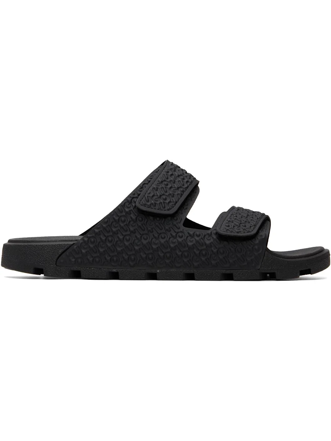 Black Monogram Riptape Strap Sandals - 1