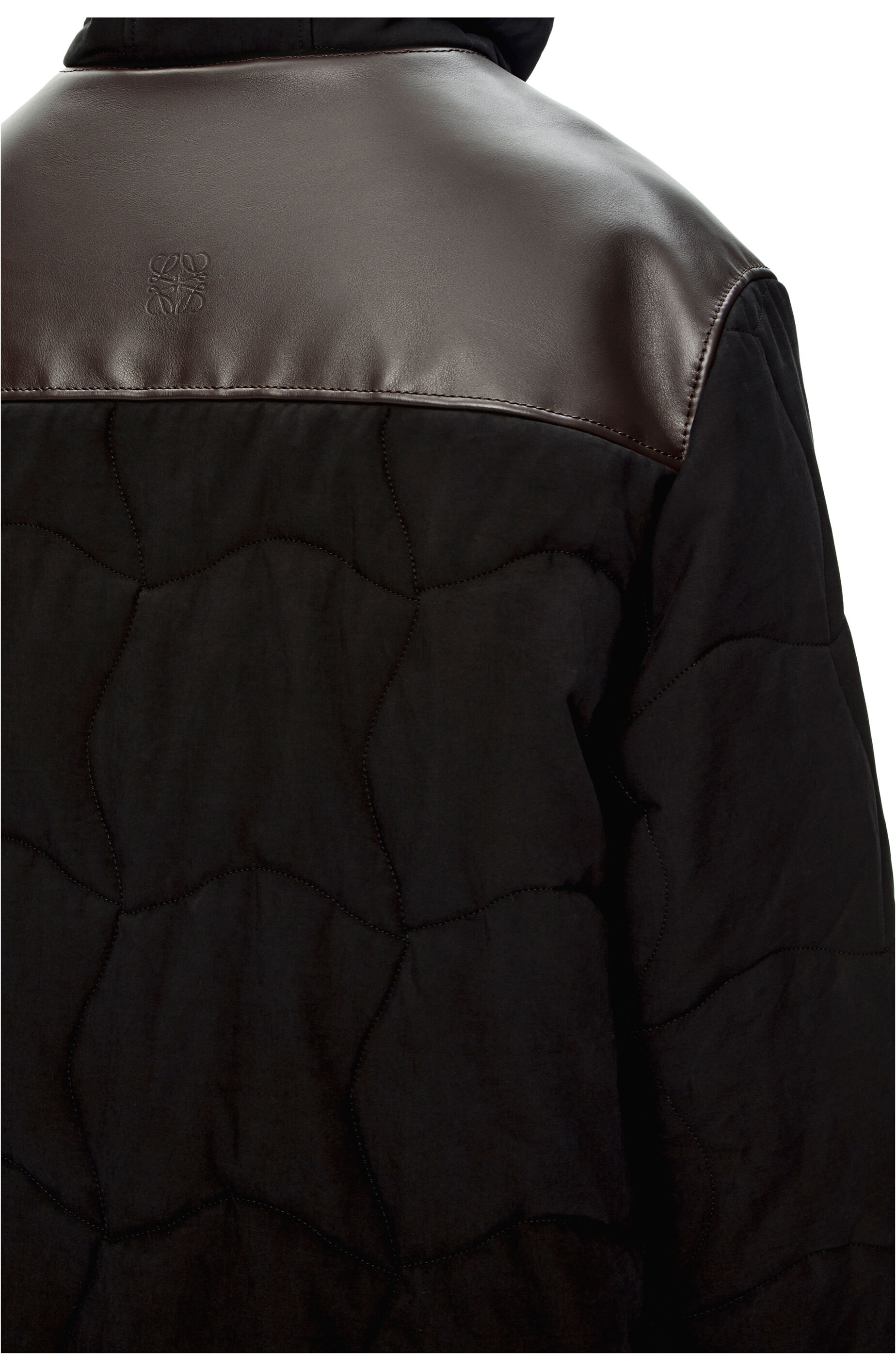 Long puffer coat in cotton and calfskin - 5