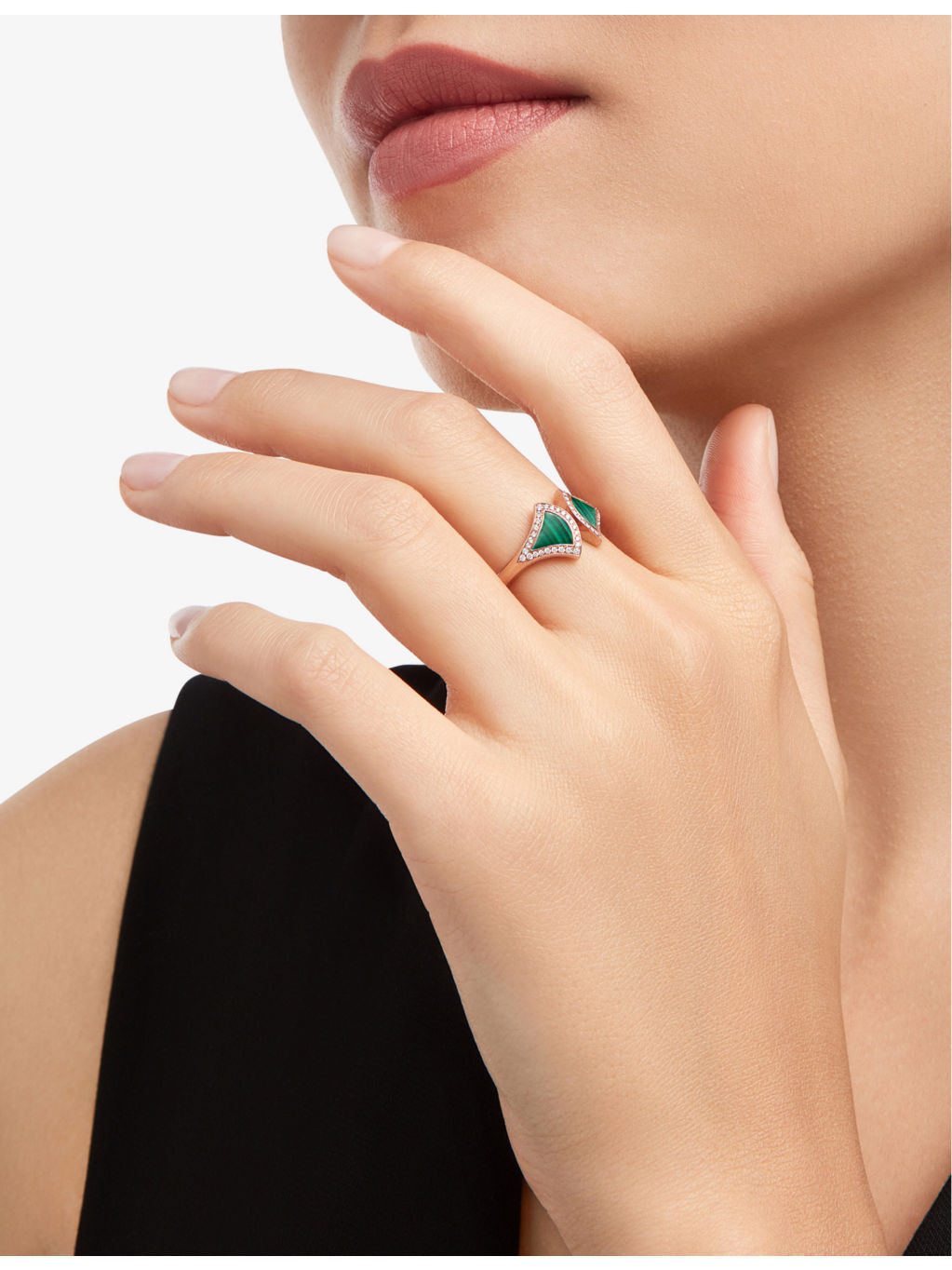 Divas' Dream 18ct rose gold, malachite, and 0.17ct round brilliant-cut diamond ring - 4